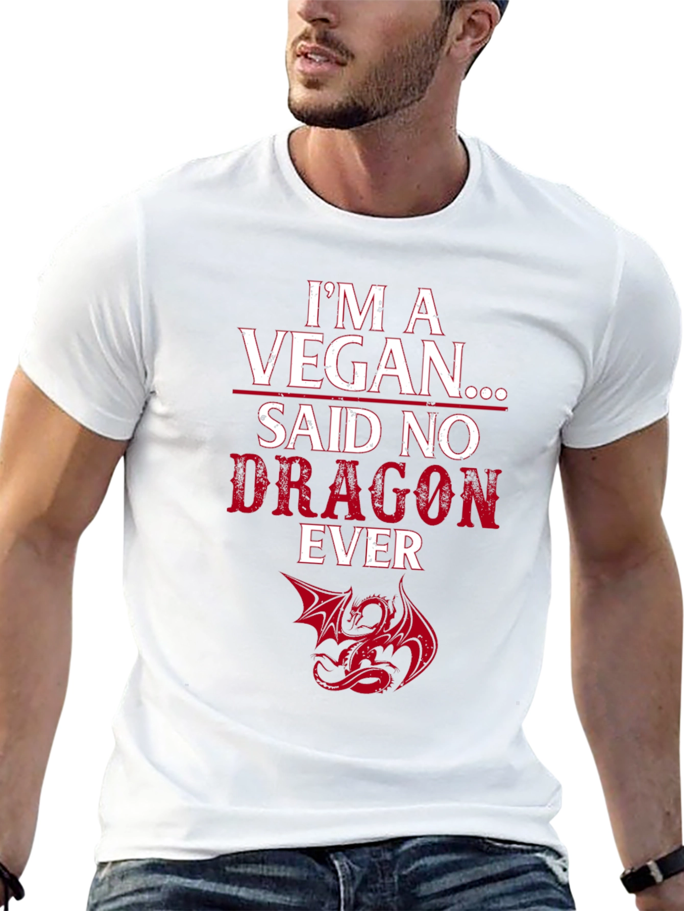 Vegan Dragon Graphic Tee - Mens Black T-Shirt