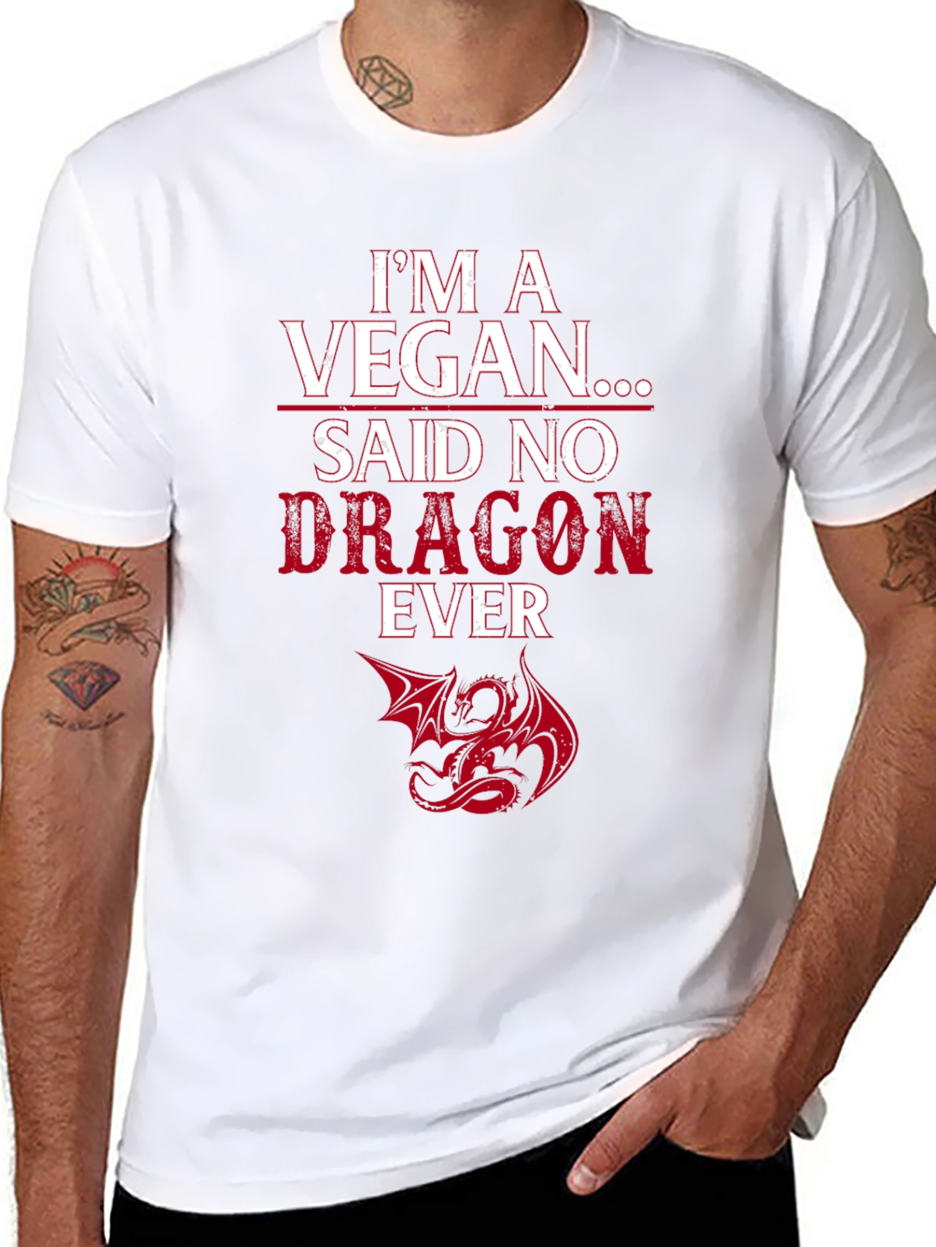 Vegan Dragon Graphic Tee - Mens Black T-Shirt