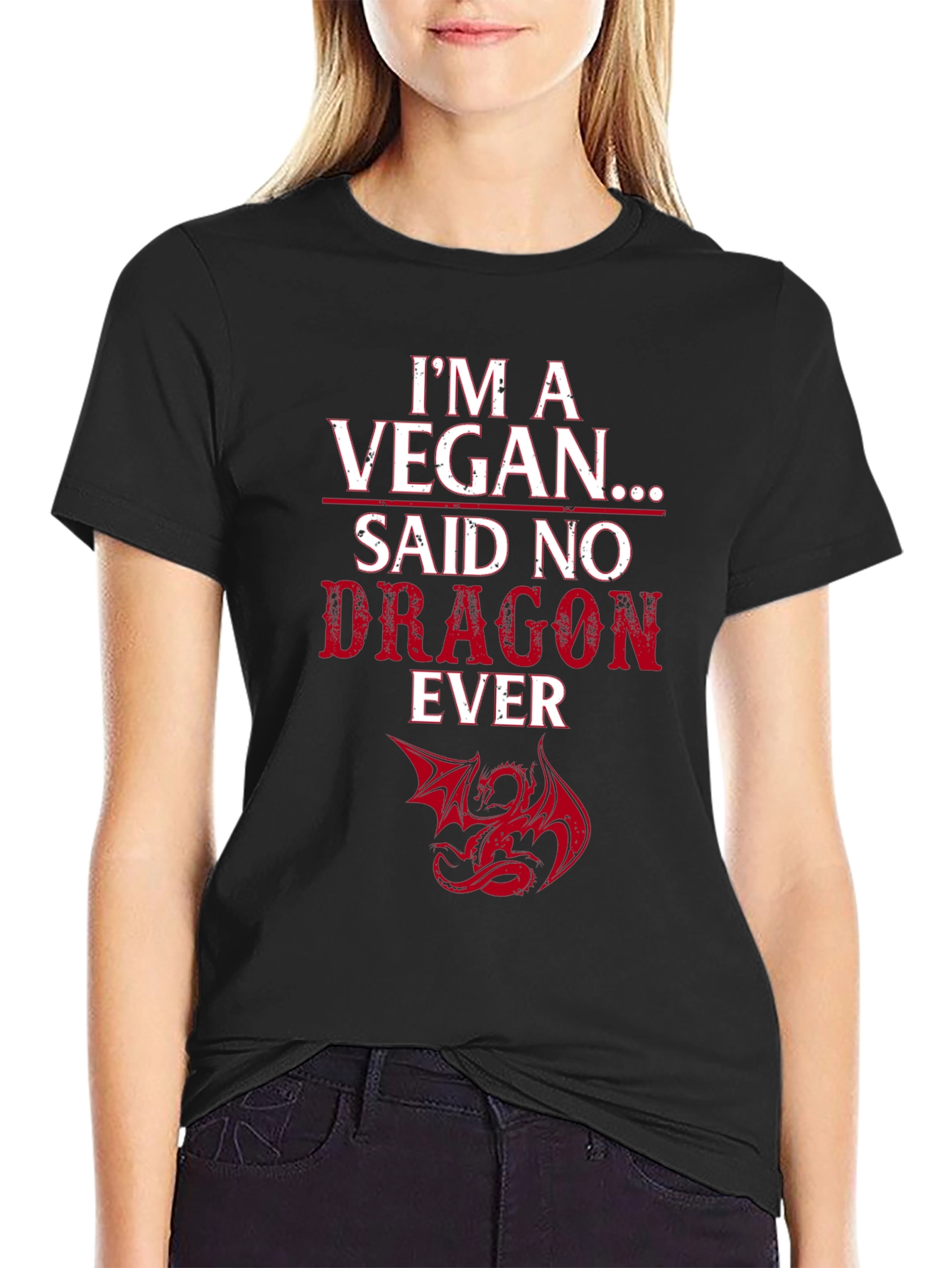 Vegan Dragon Graphic Tee - Mens Black T-Shirt