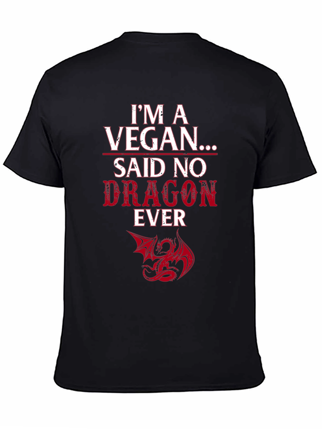 Vegan Dragon Graphic Tee - Mens Black T-Shirt