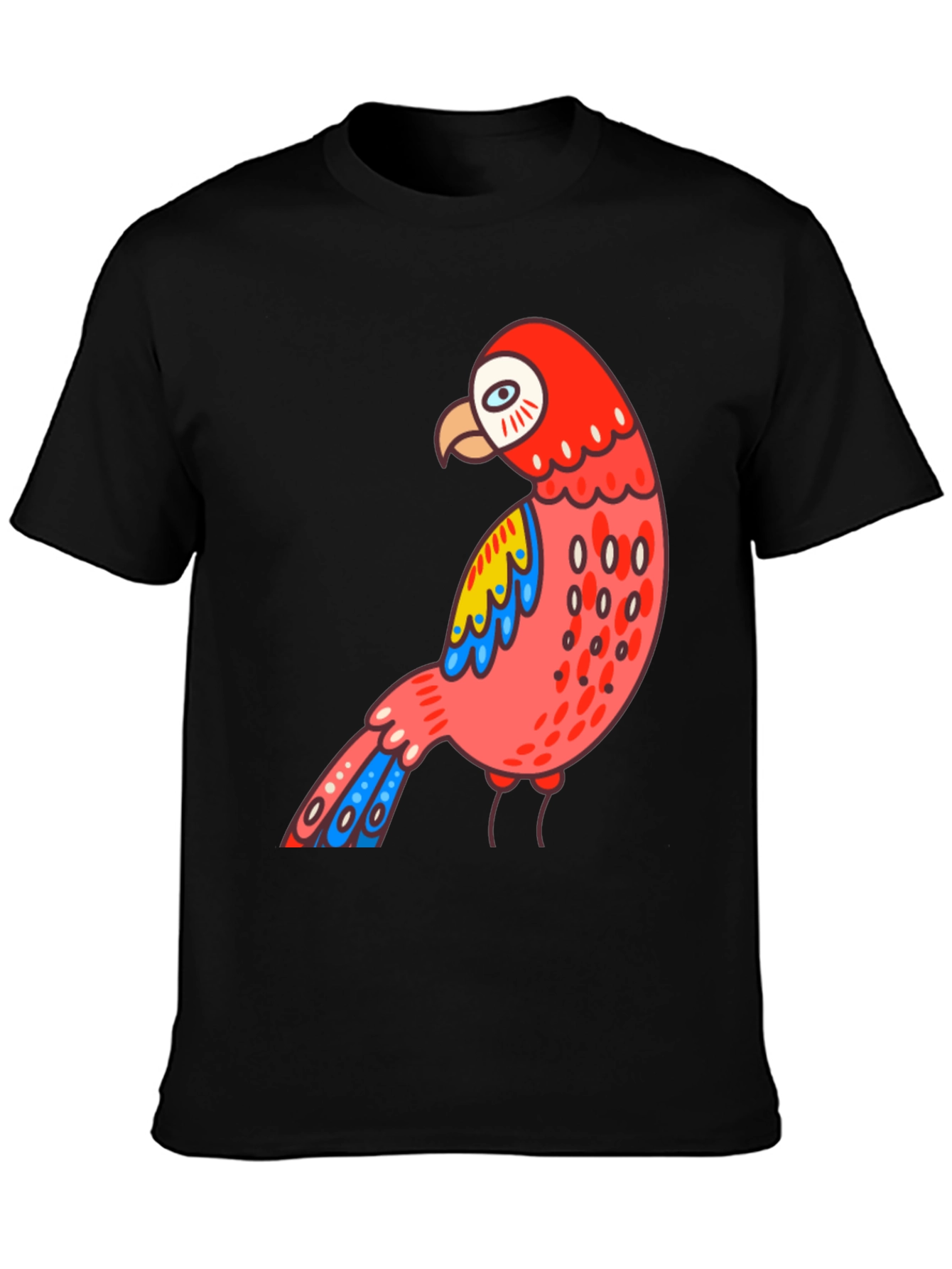 Mens Black T-shirt with Parrot Graphic
