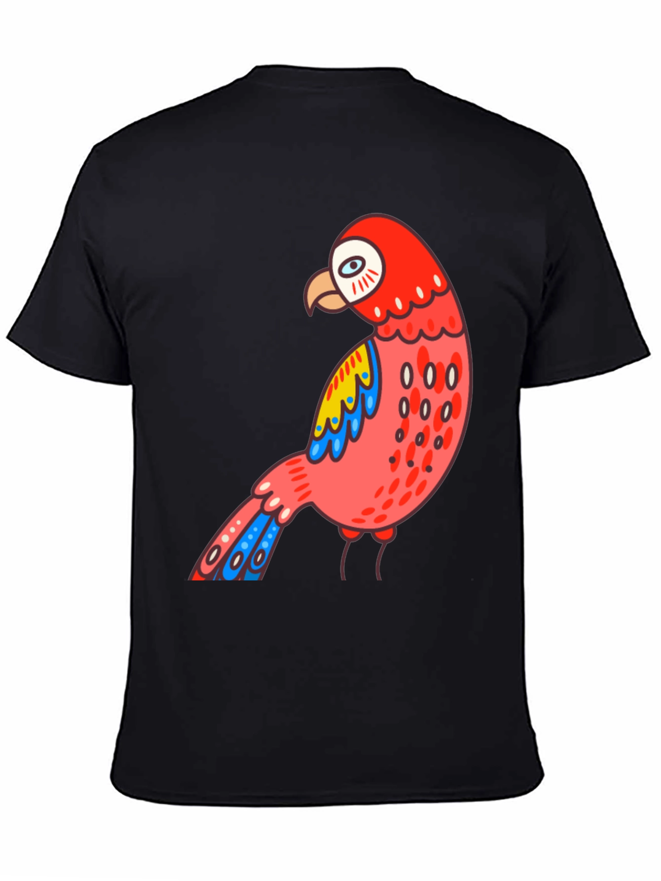Mens Black T-shirt with Parrot Graphic