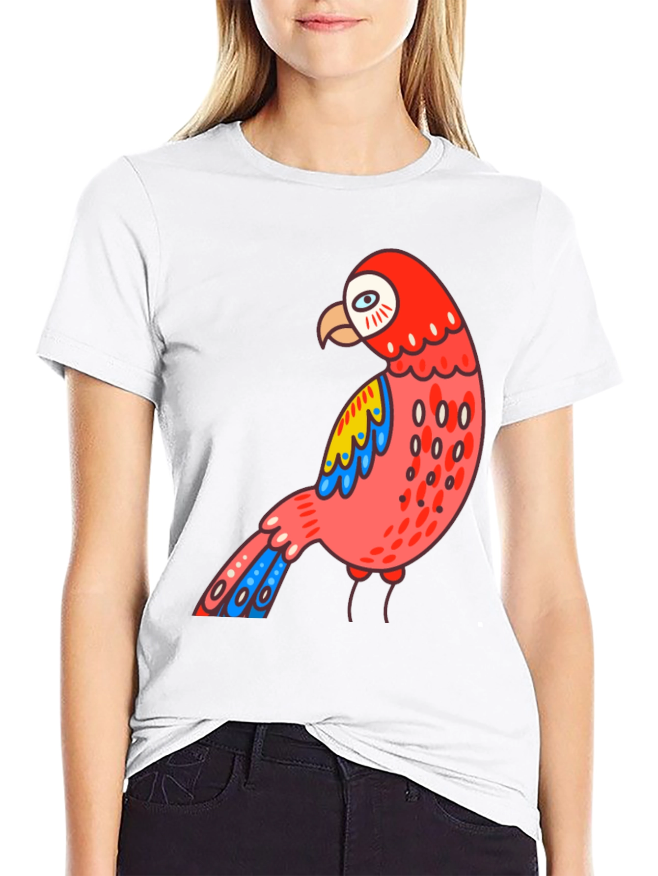 Mens Black T-shirt with Parrot Graphic
