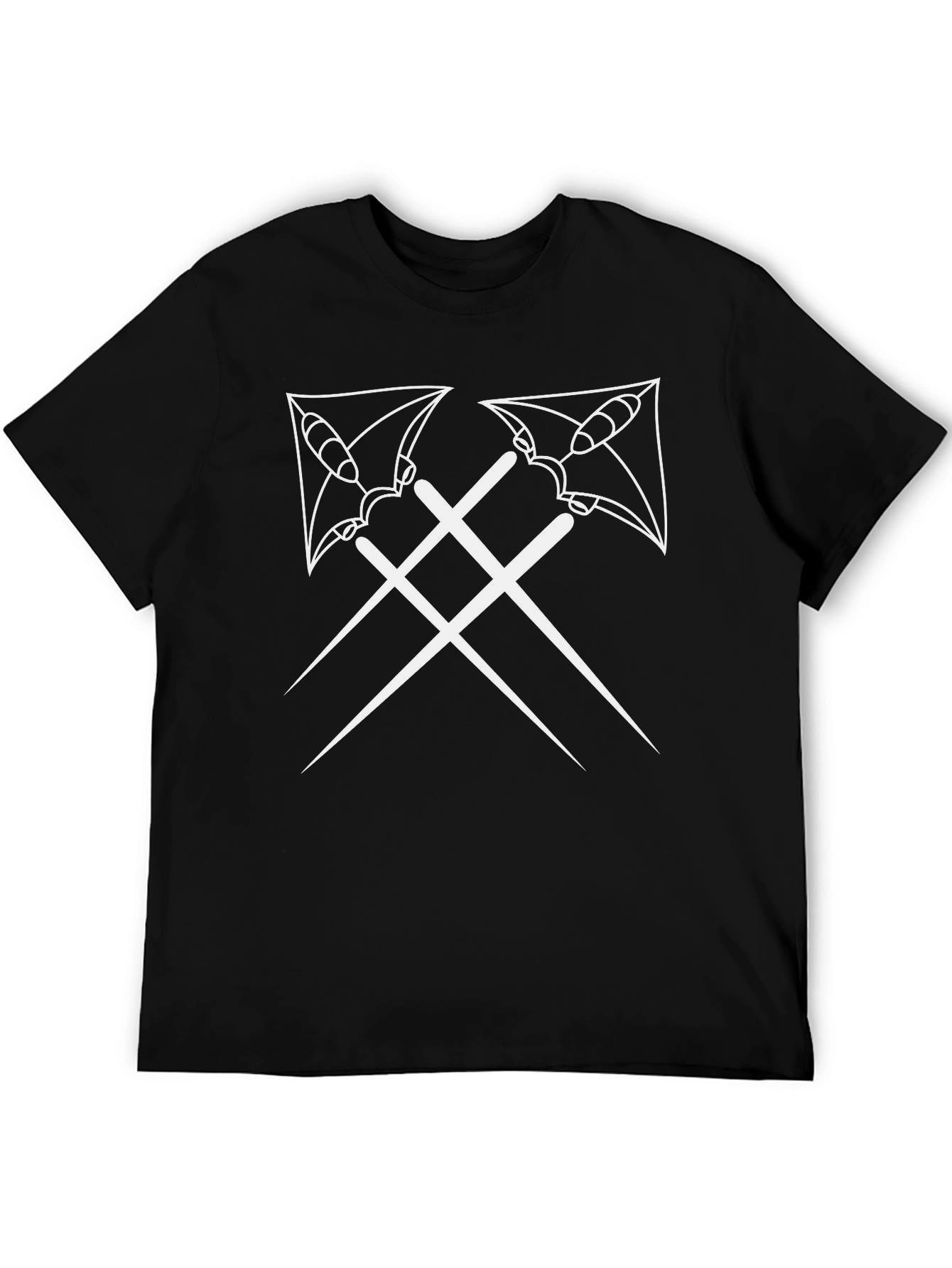 Black T-Shirt with Crossed Axes Design