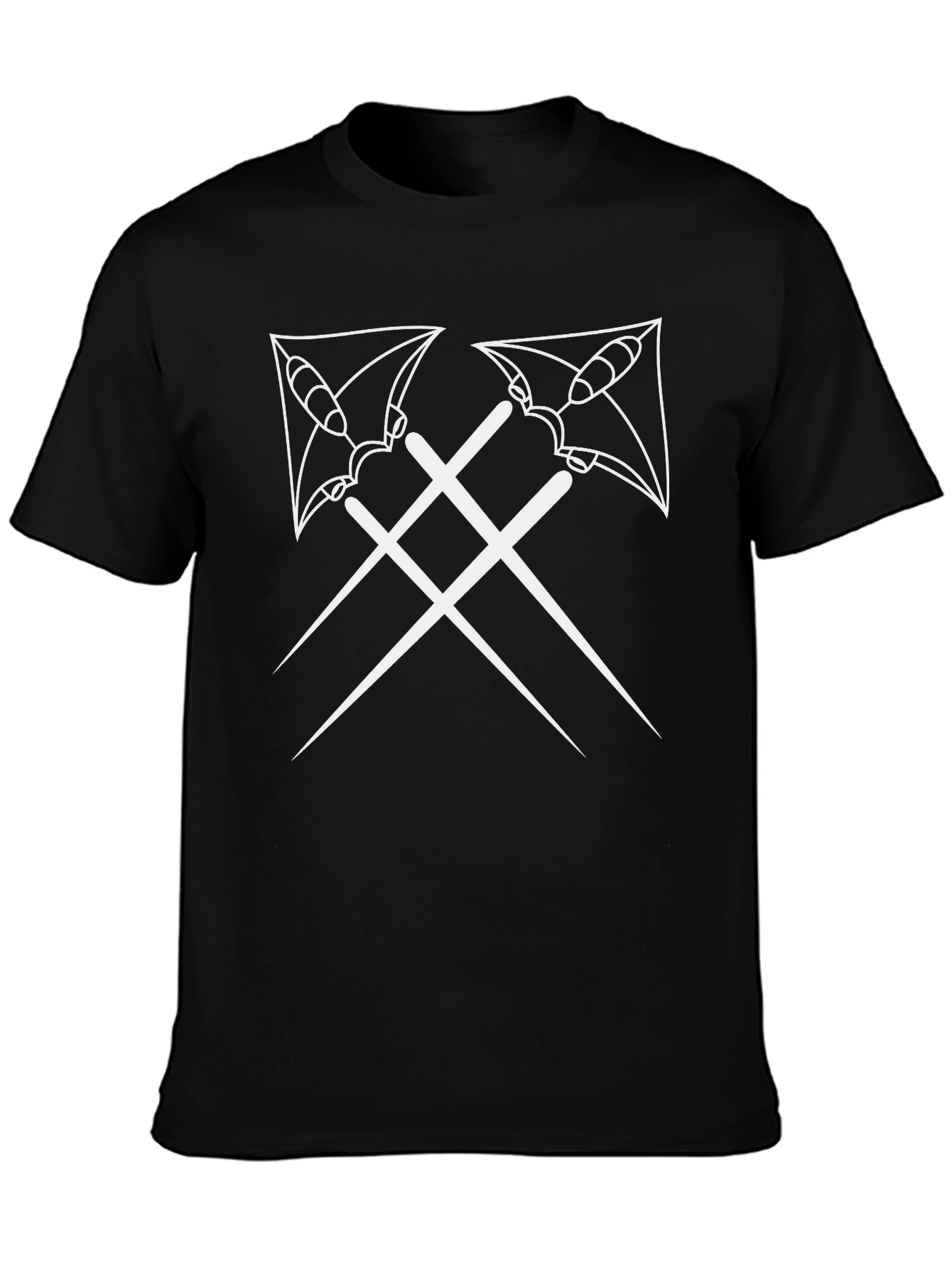 Black T-Shirt with Crossed Axes Design