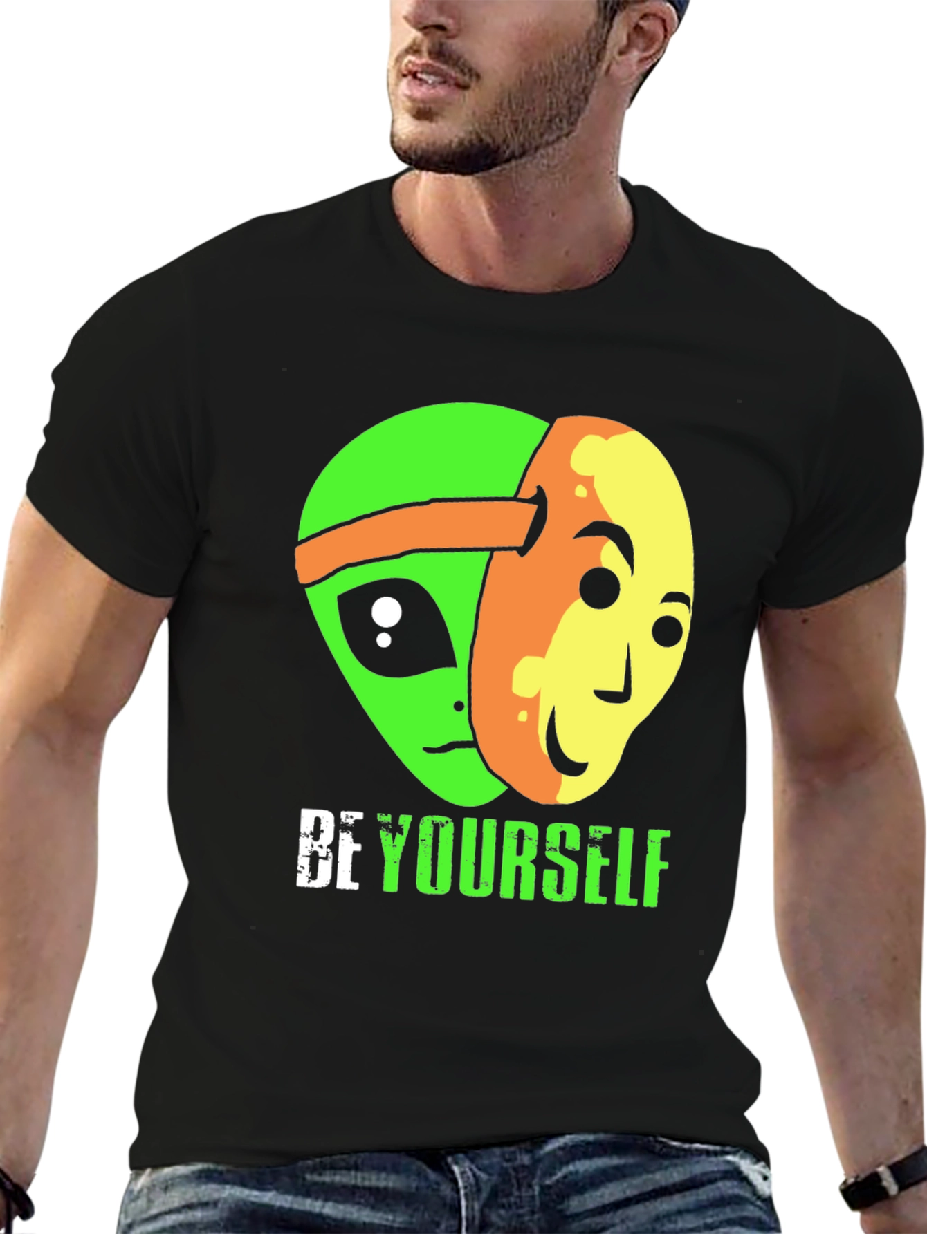 Be Yourself Alien Graphic Tee - Black