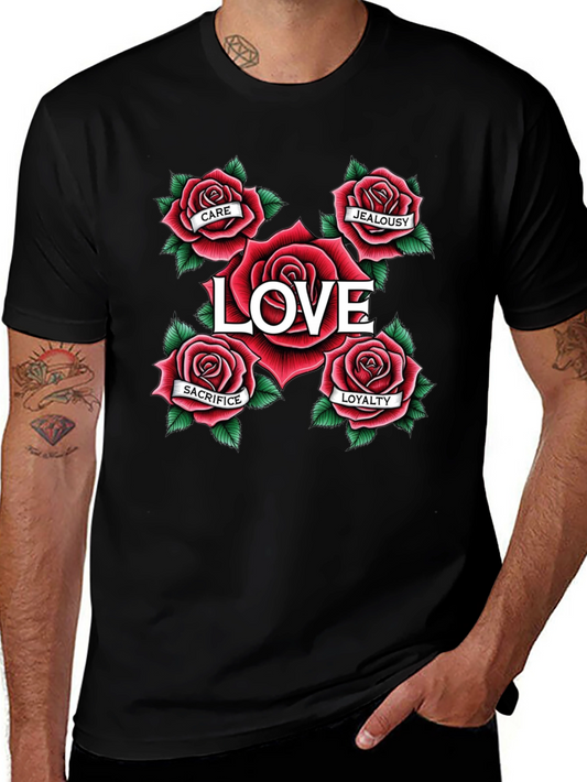 Love Roses Graphic T-Shirt - Black