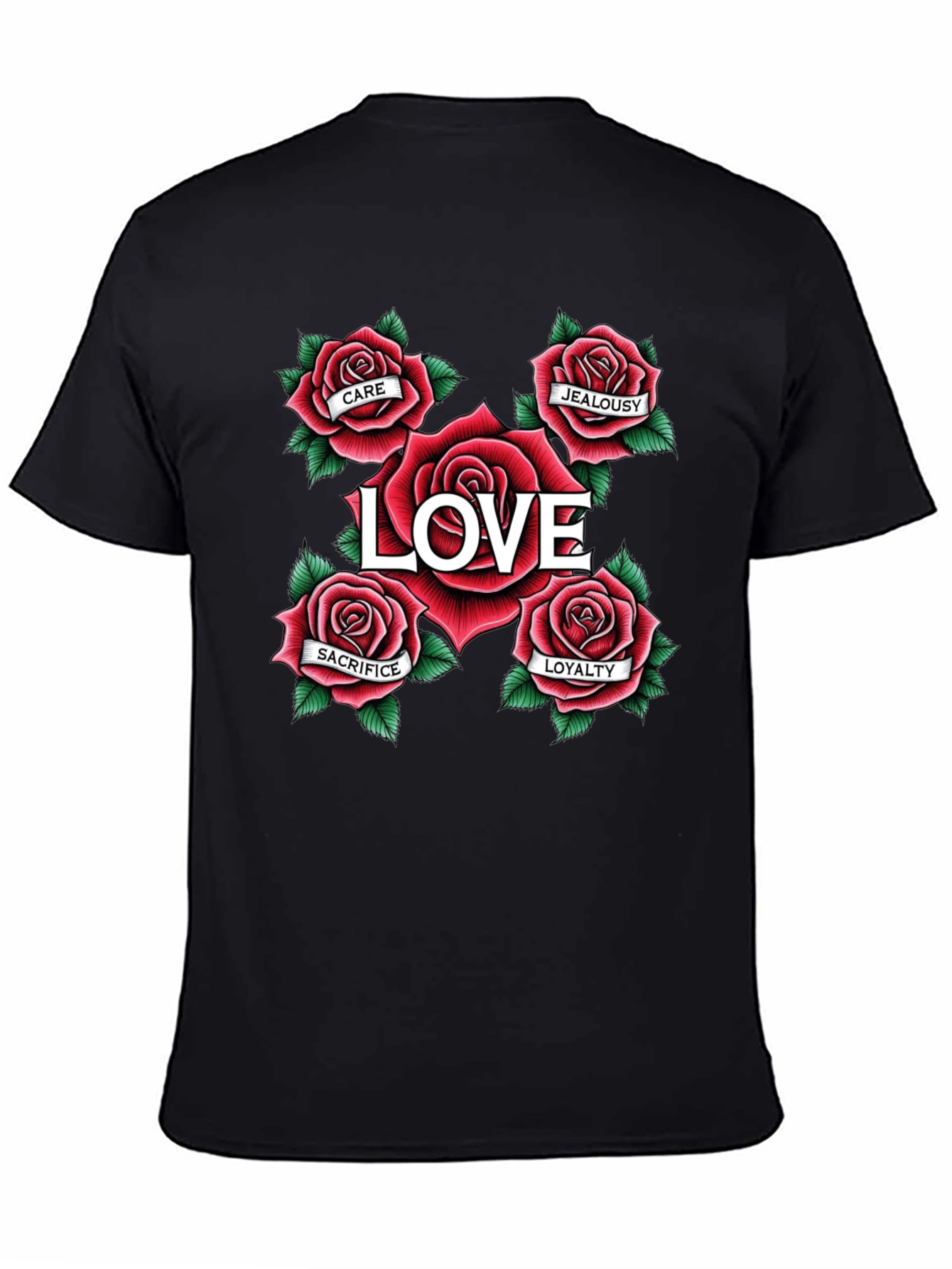 Love Roses Graphic T-Shirt - Black