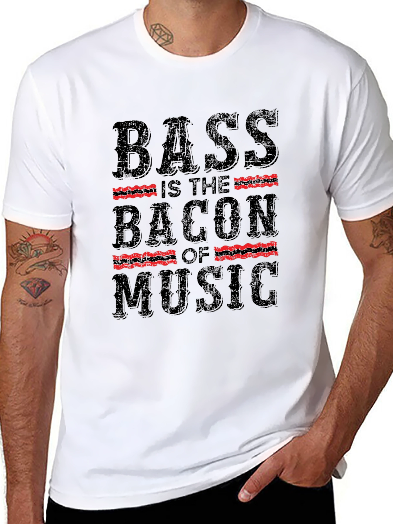Bass is the Bacon of Music Black T-Shirt