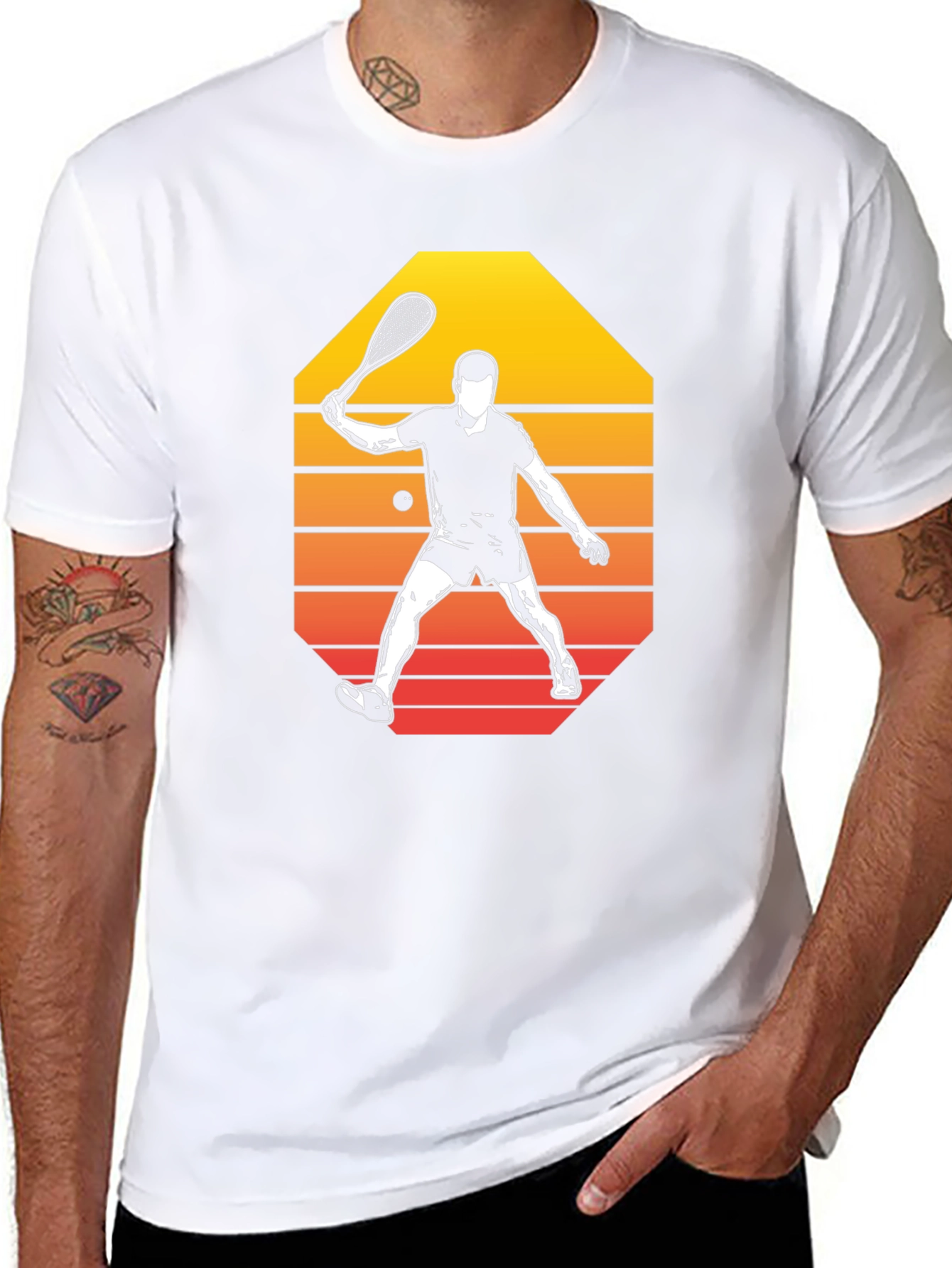 Retro Squash Player Graphic Tee