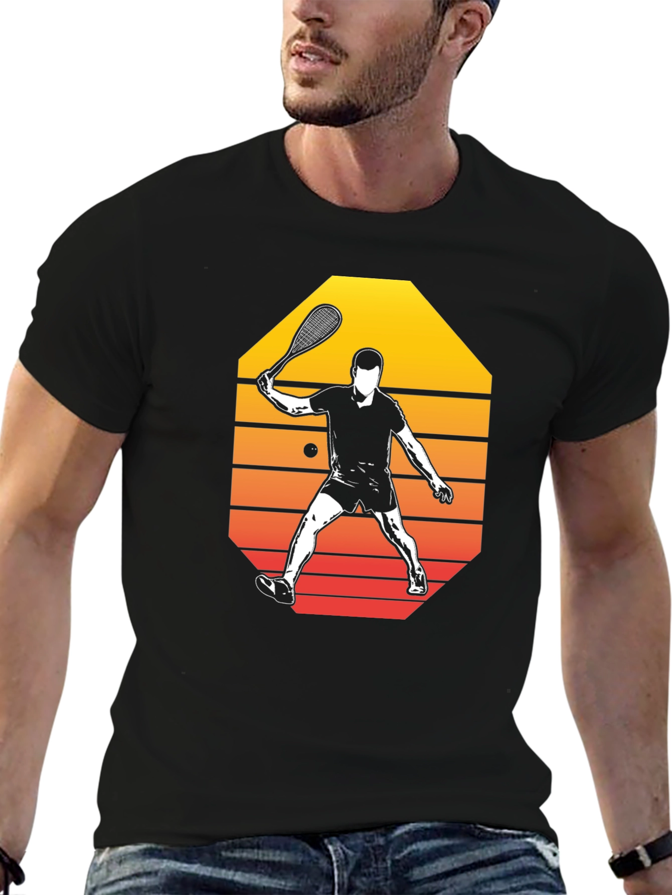 Retro Squash Player Graphic Tee