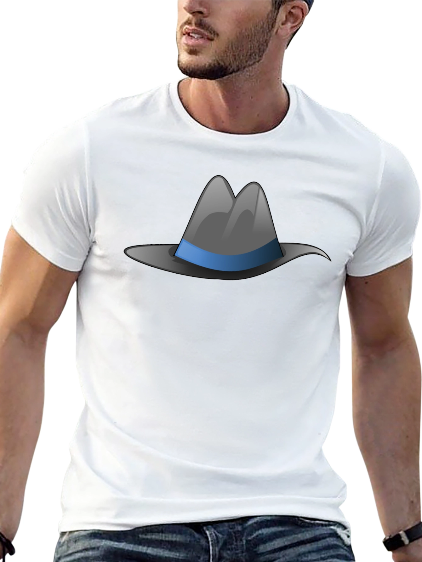 Fedora Hat Graphic Tee - Stylish Black T-Shirt