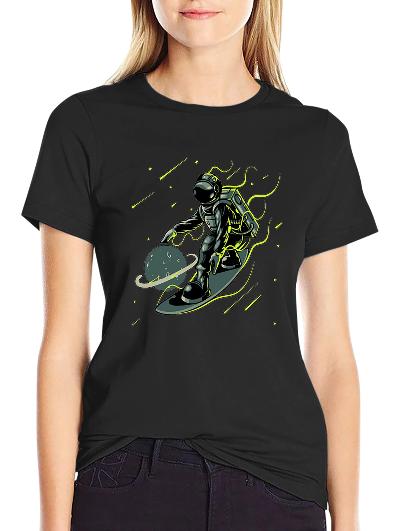 Astronaut Surfing Space T-Shirt - Unique Graphic Tee