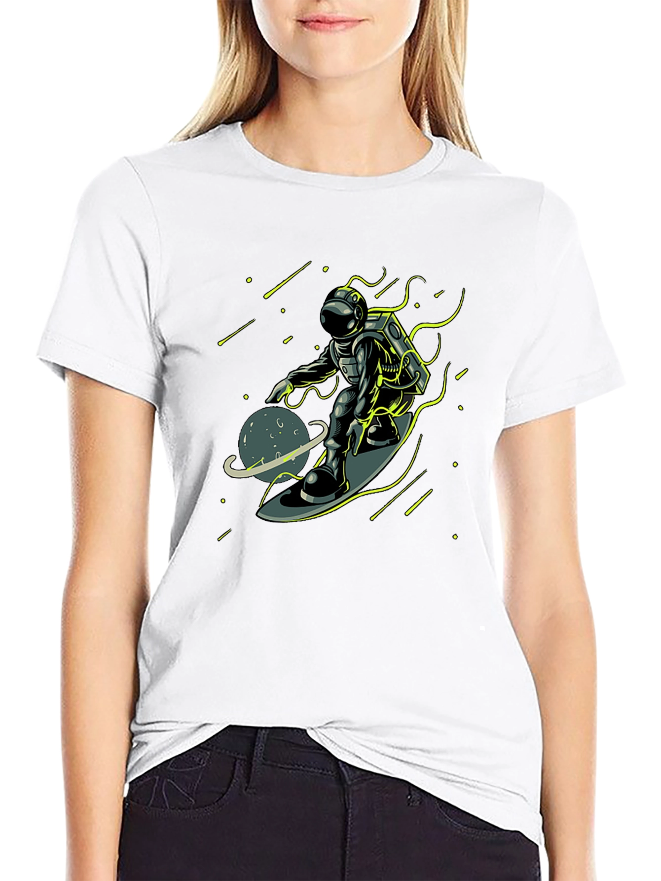 Astronaut Surfing Space T-Shirt - Unique Graphic Tee