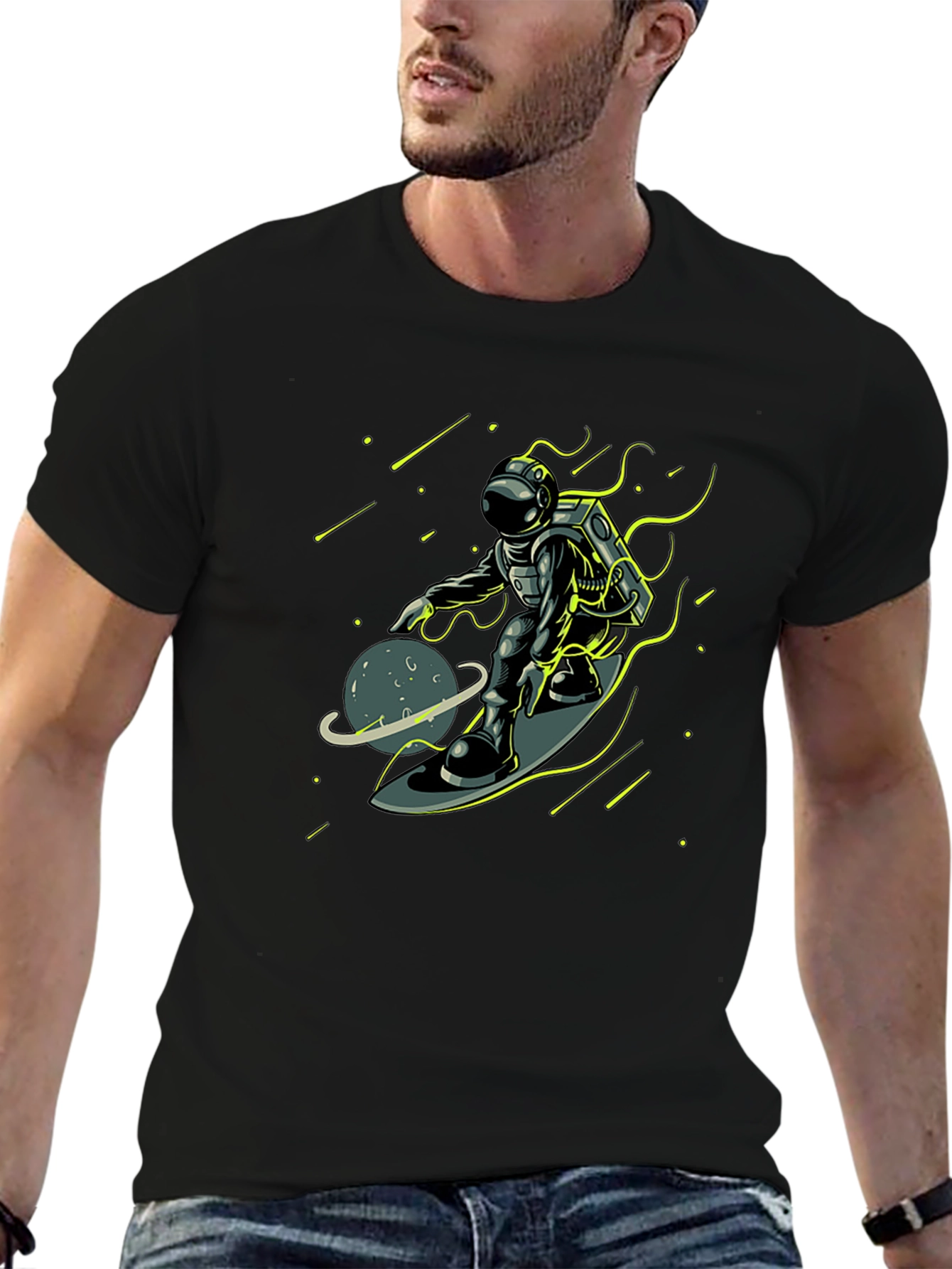 Astronaut Surfing Space T-Shirt - Unique Graphic Tee