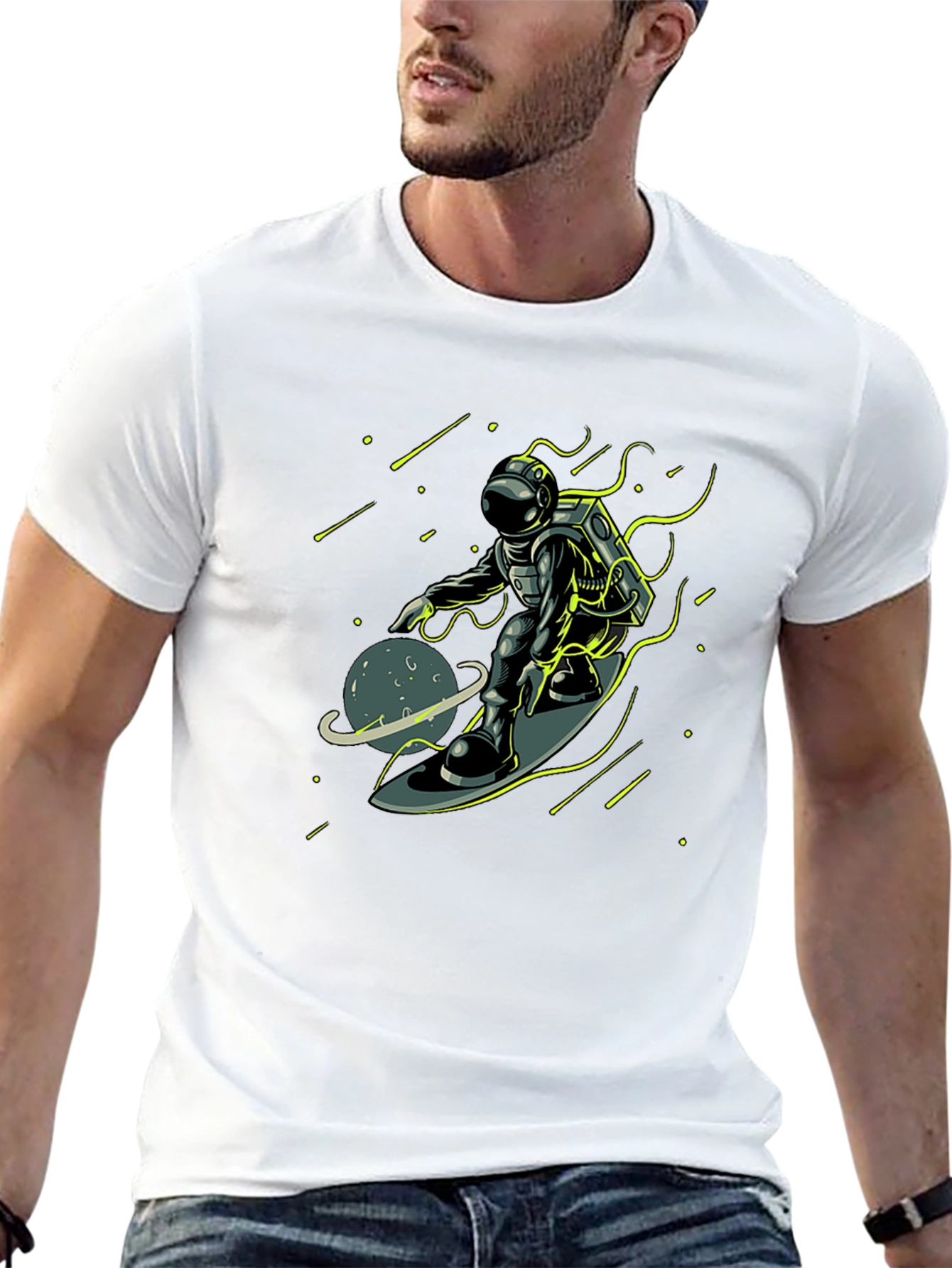 Astronaut Surfing Space T-Shirt - Unique Graphic Tee
