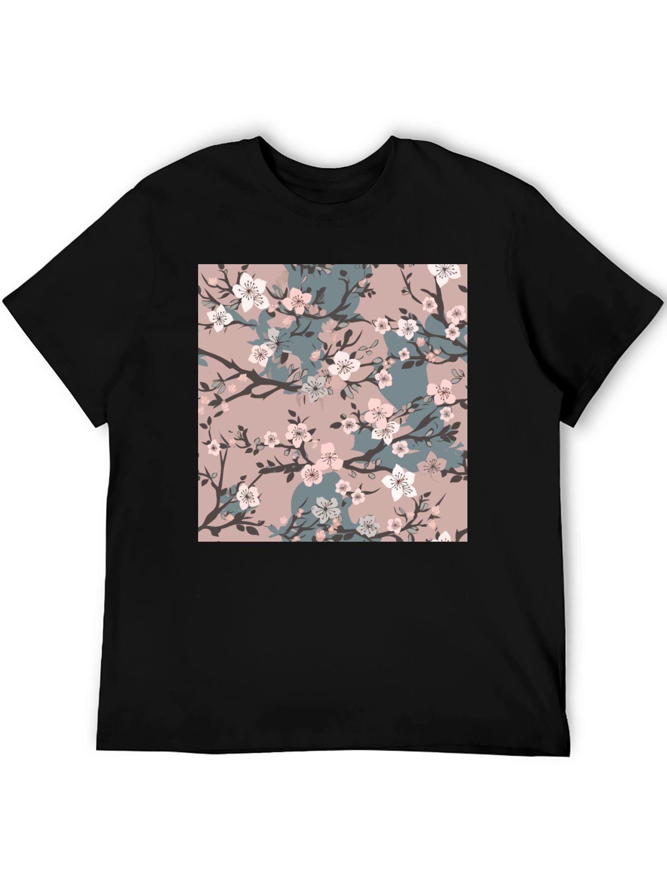 Floral Blossom Print Black T-Shirt