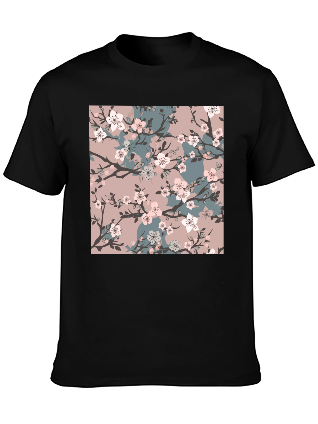 Floral Blossom Print Black T-Shirt