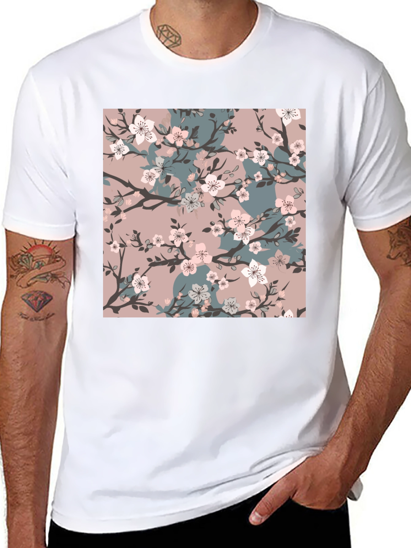 Floral Blossom Print Black T-Shirt