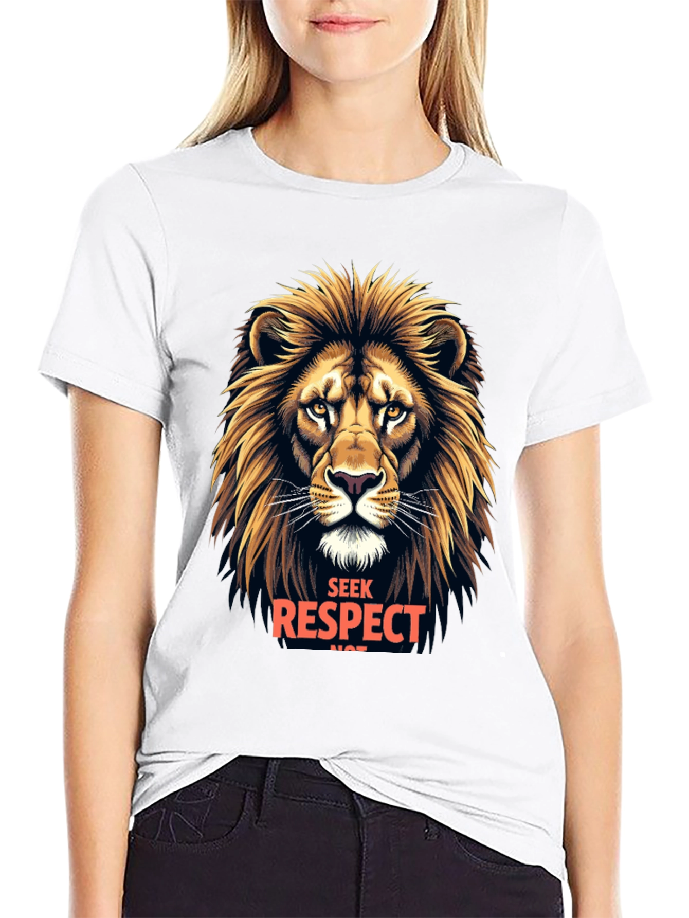Seek Respect Lion Graphic T-Shirt
