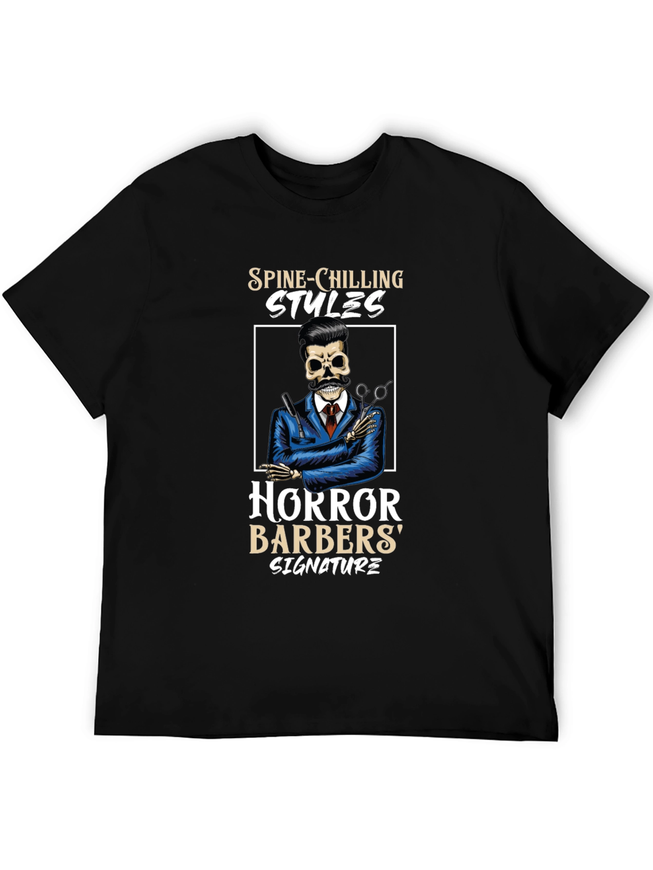 Spine-Chilling Styles Horror Barbers Signature T-Shirt