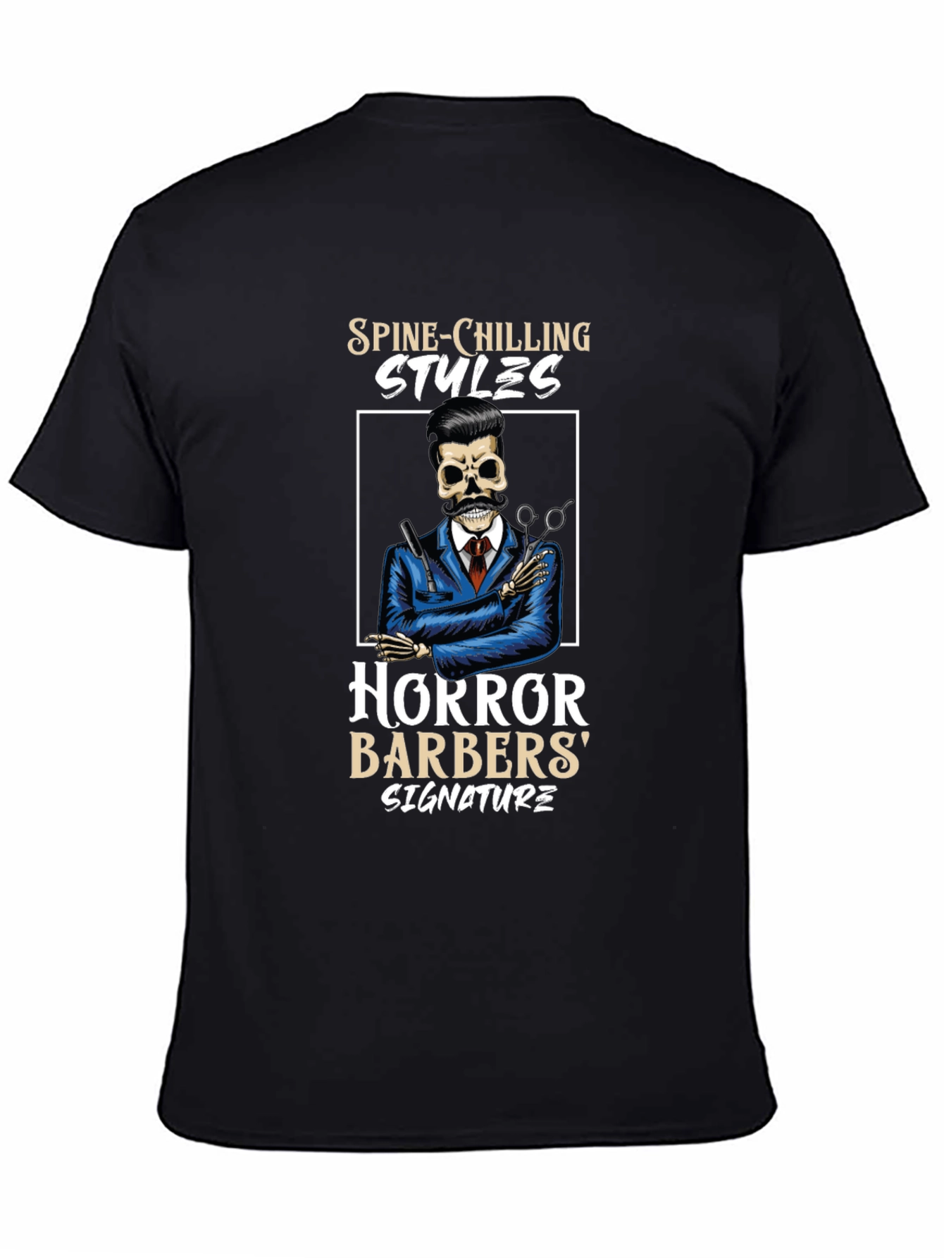 Spine-Chilling Styles Horror Barbers Signature T-Shirt