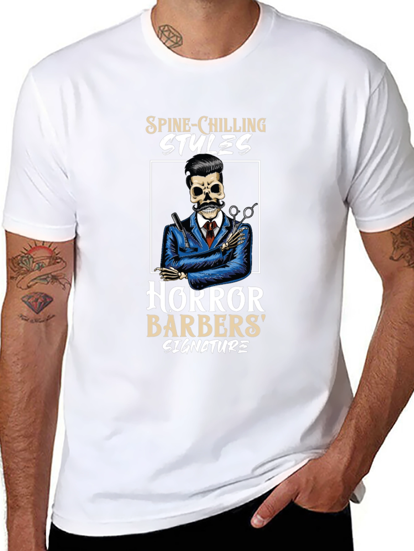 Spine-Chilling Styles Horror Barbers Signature T-Shirt
