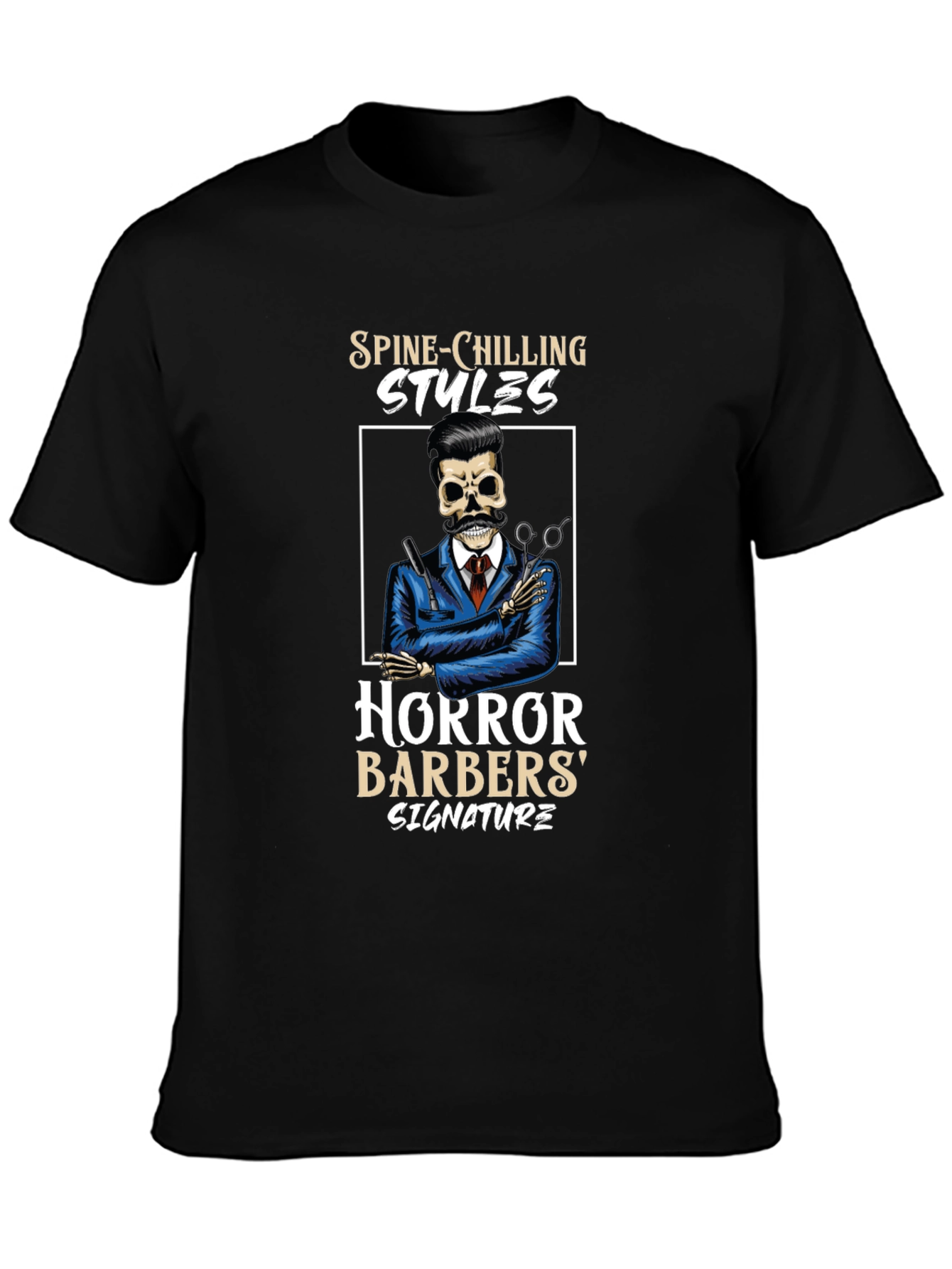 Spine-Chilling Styles Horror Barbers Signature T-Shirt