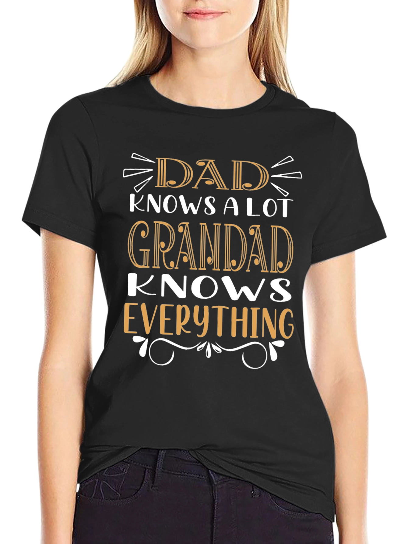Dad/Grandad Knows Everything Black Graphic T-Shirt