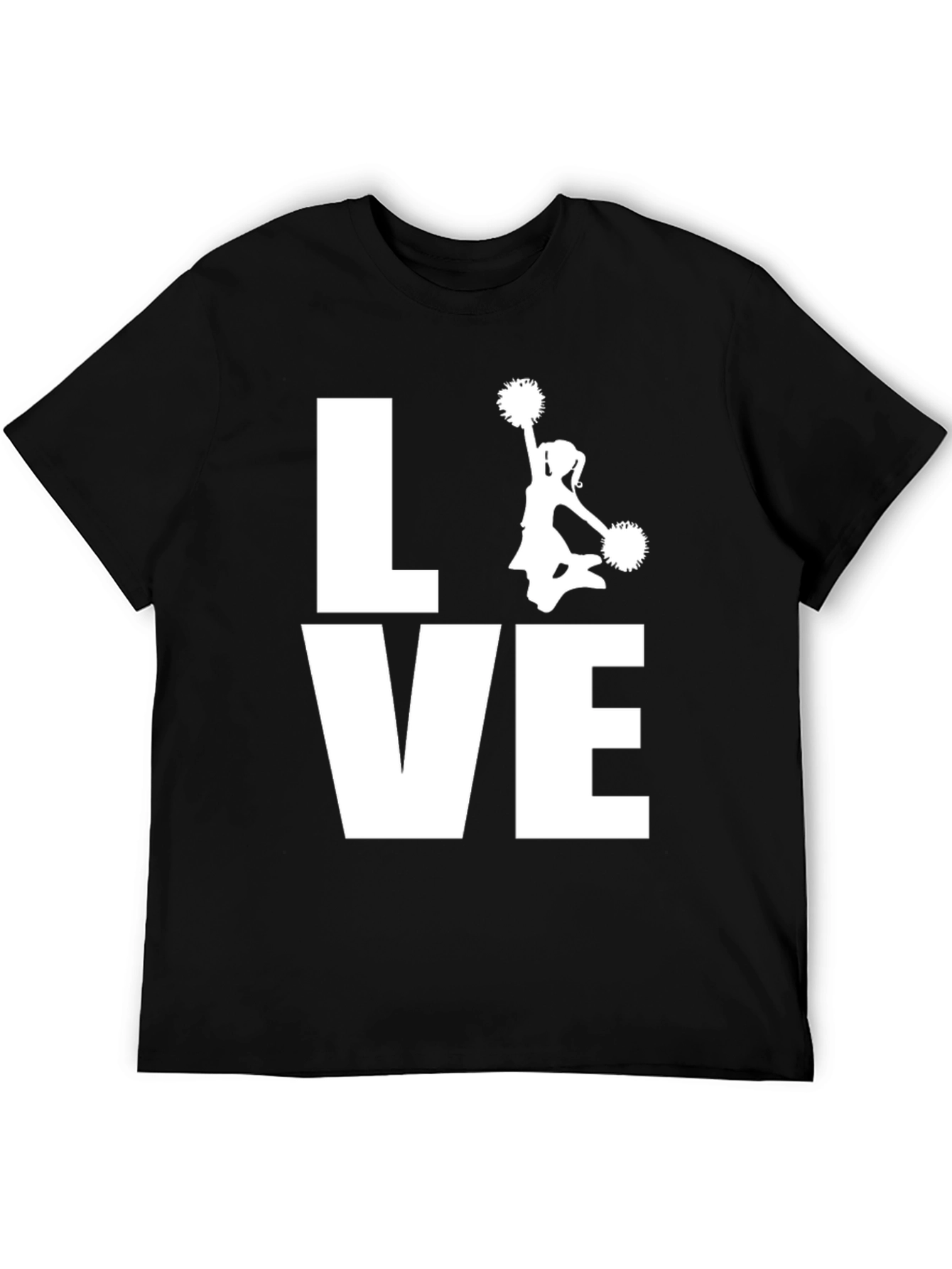Love Cheerleading T-Shirt - Black Cotton Graphic Tee