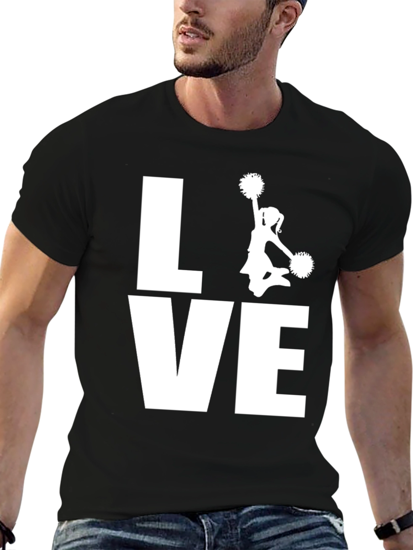 Love Cheerleading T-Shirt - Black Cotton Graphic Tee