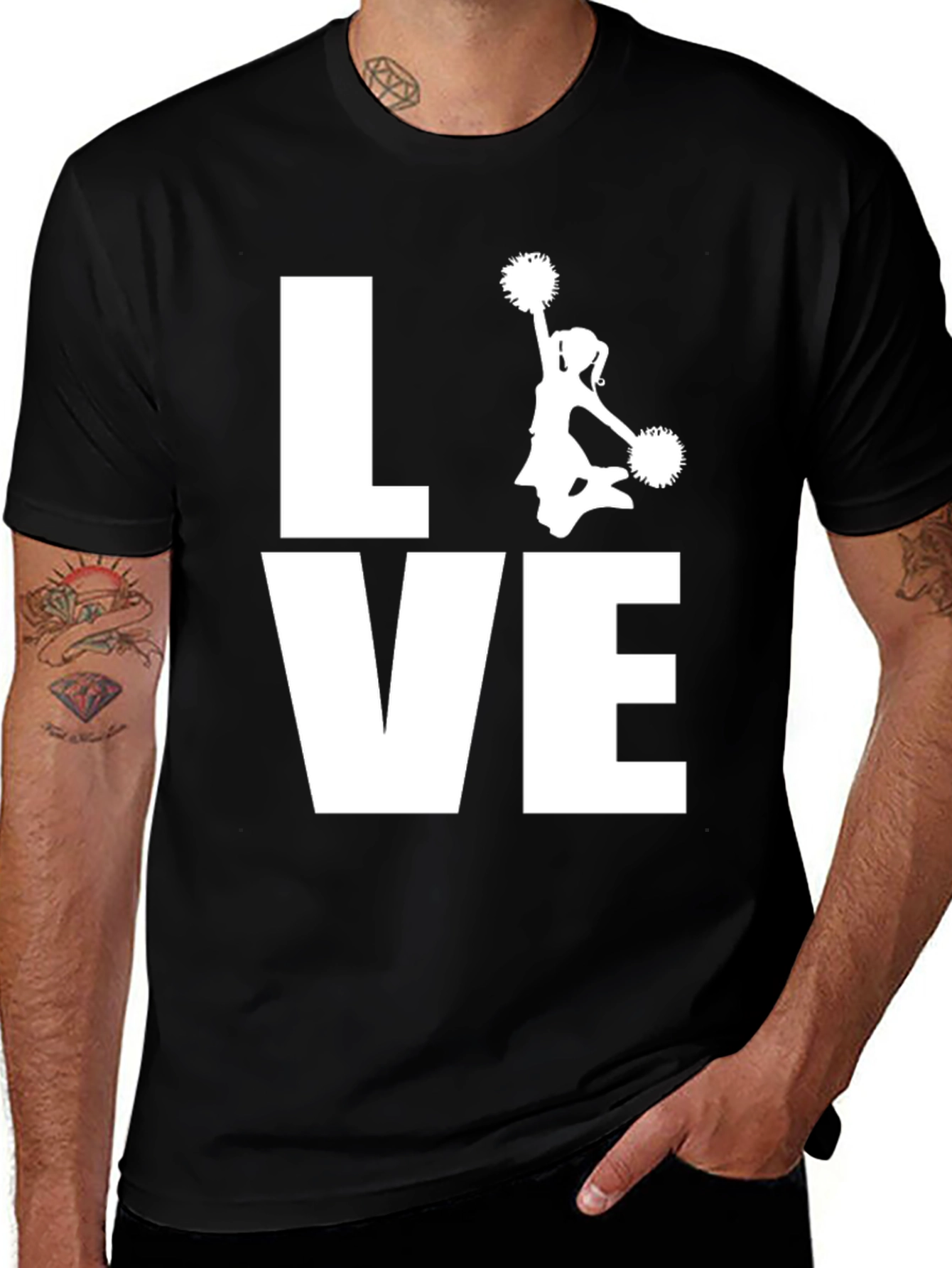 Love Cheerleading T-Shirt - Black Cotton Graphic Tee