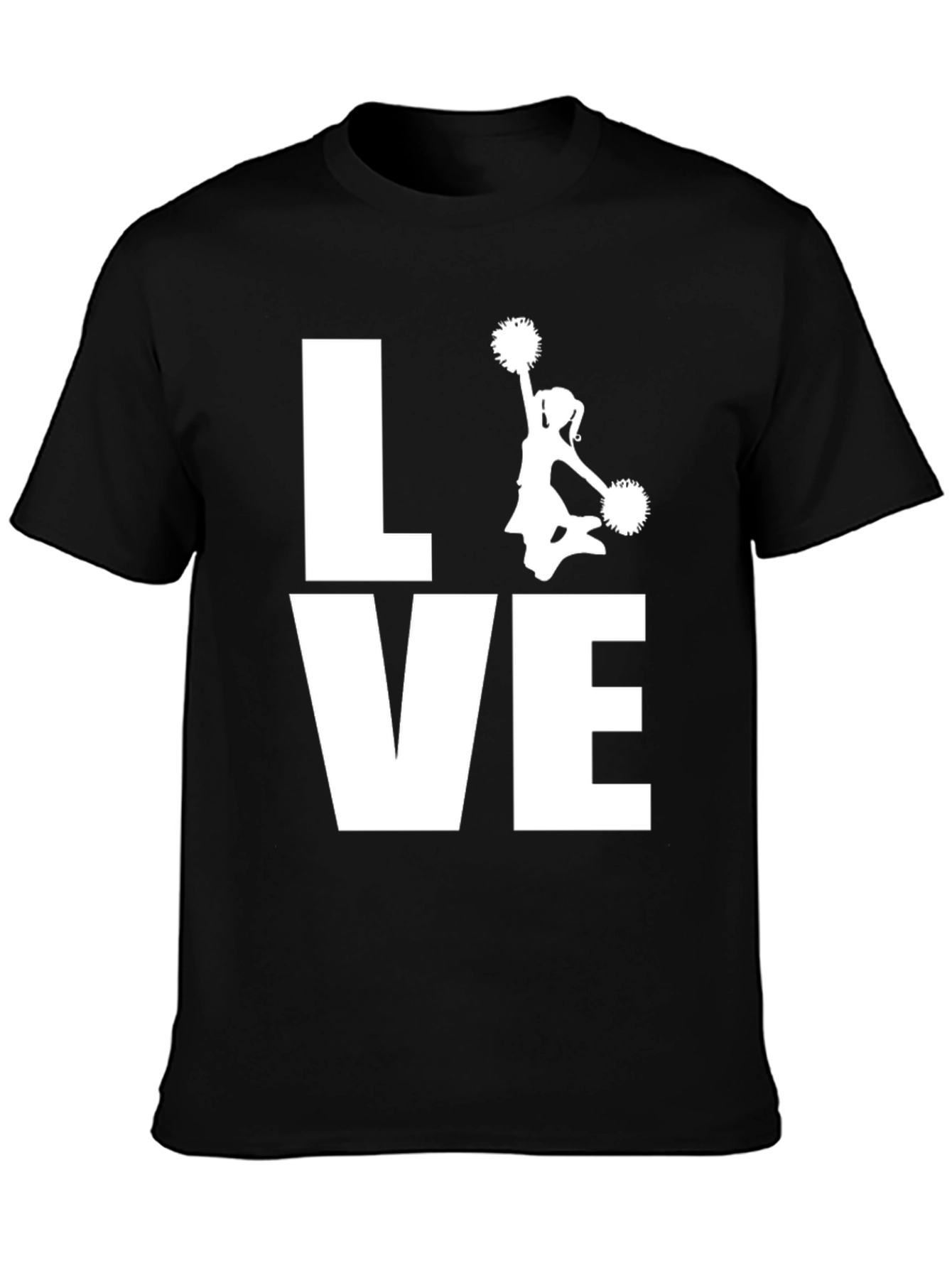 Love Cheerleading T-Shirt - Black Cotton Graphic Tee