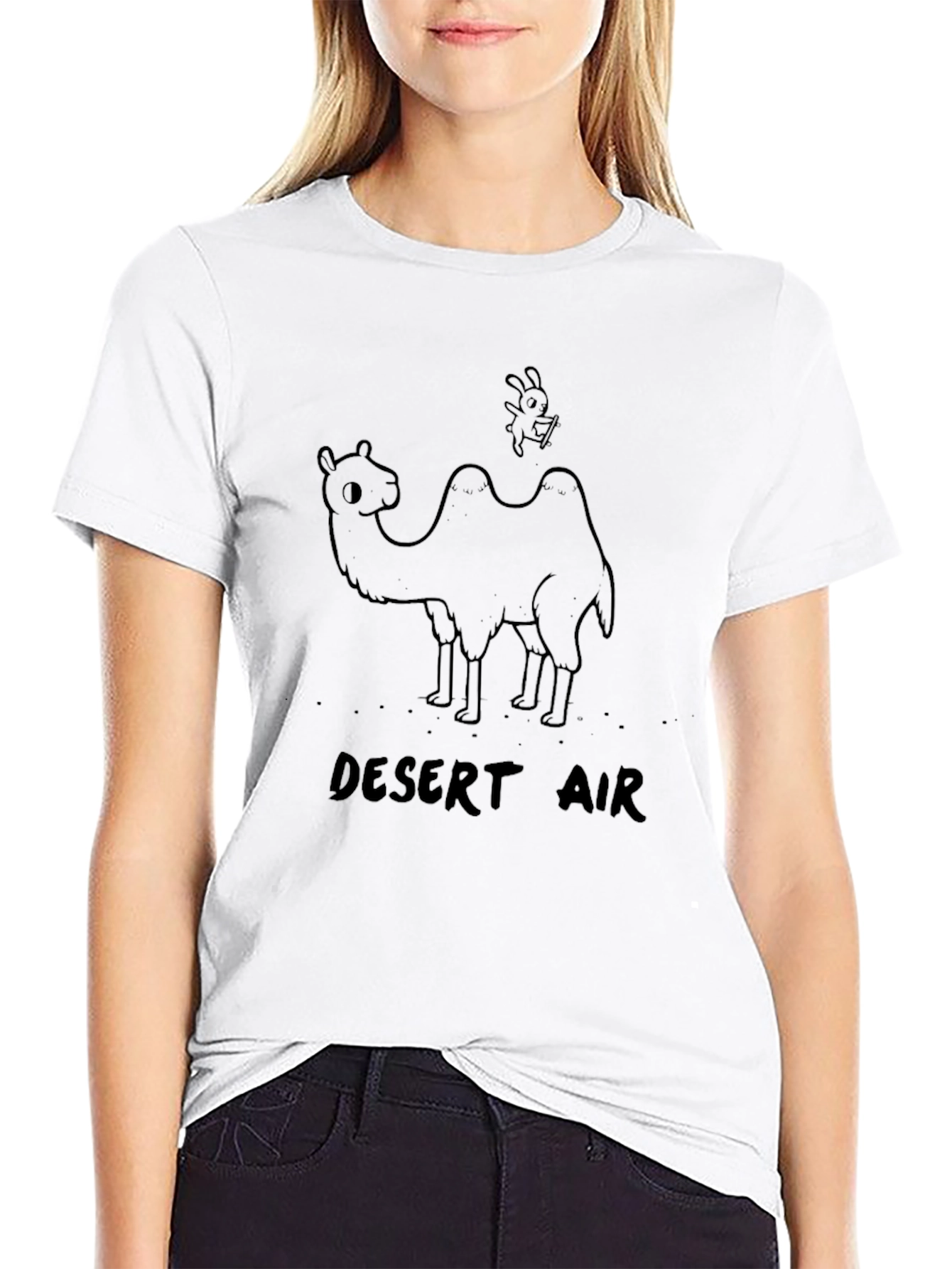 Desert Air Black T-Shirt with Cartoon Camel