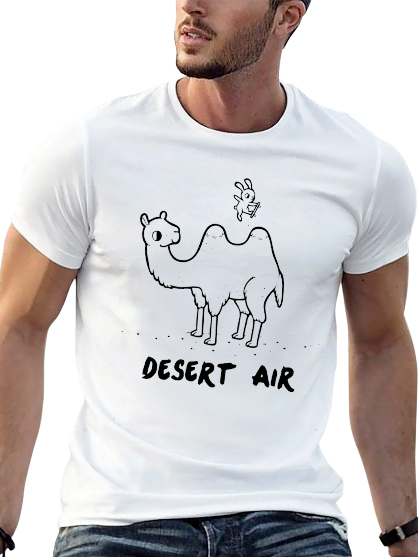 Desert Air Black T-Shirt with Cartoon Camel