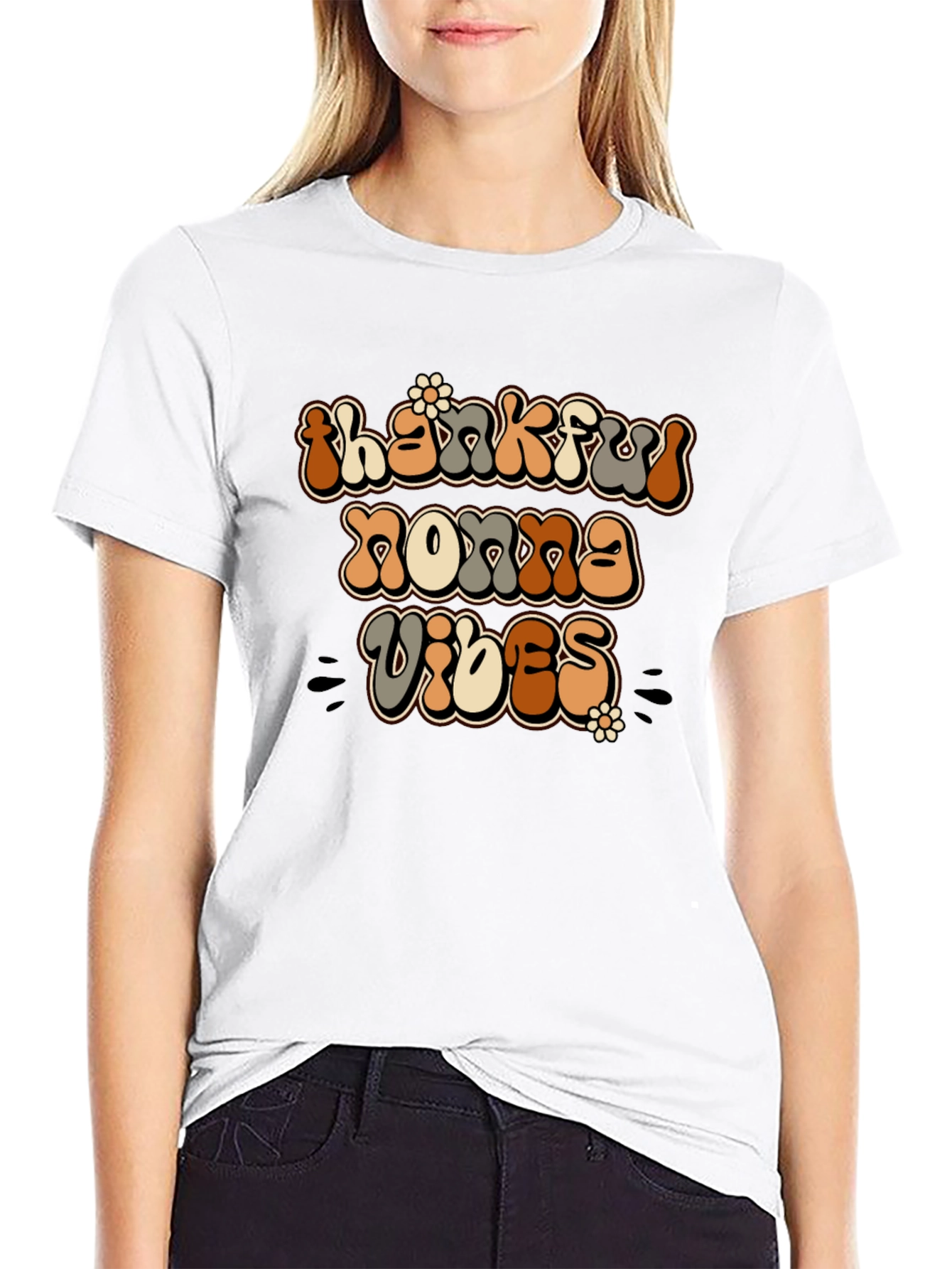 Thankful Nonna Vibes Graphic T-Shirt