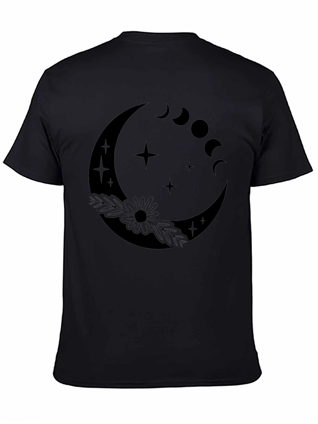 Moon Phase Graphic Tee - Stylish Black T-Shirt
