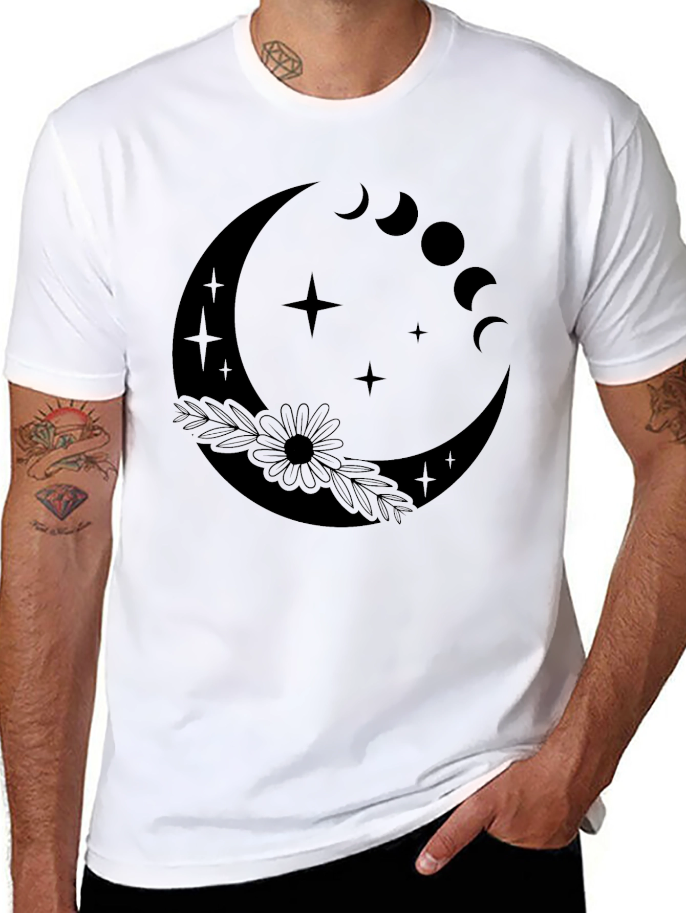 Moon Phase Graphic Tee - Stylish Black T-Shirt