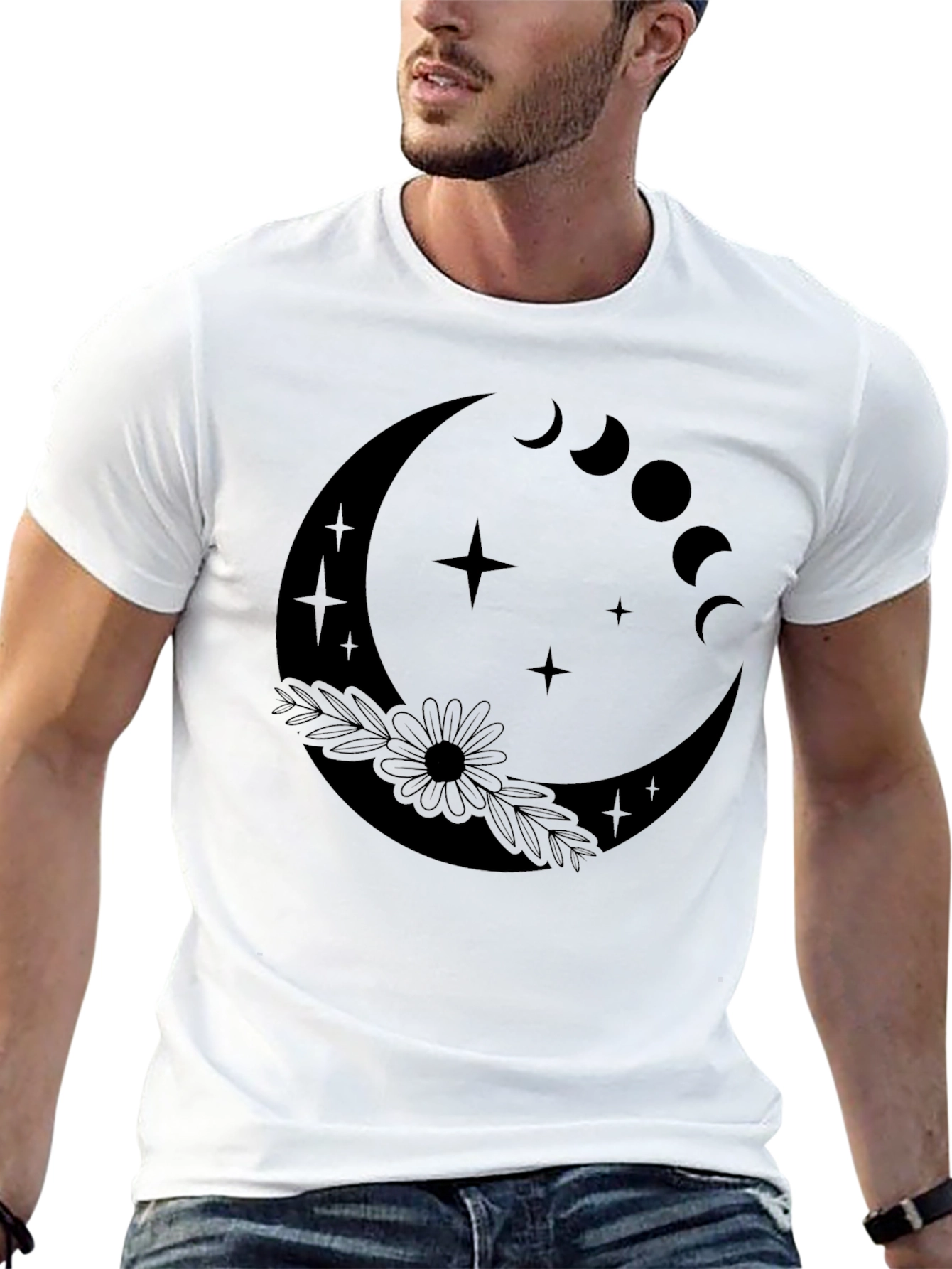 Moon Phase Graphic Tee - Stylish Black T-Shirt