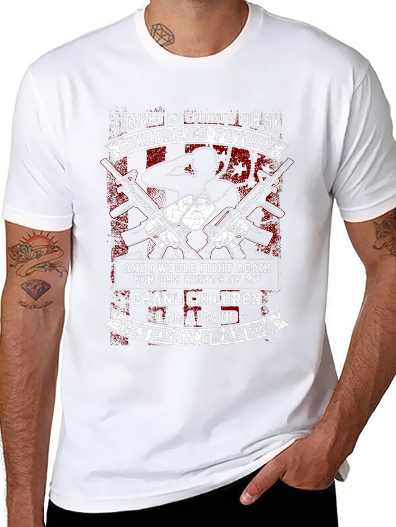 Proud Veteran Grandpa Graphic T-Shirt