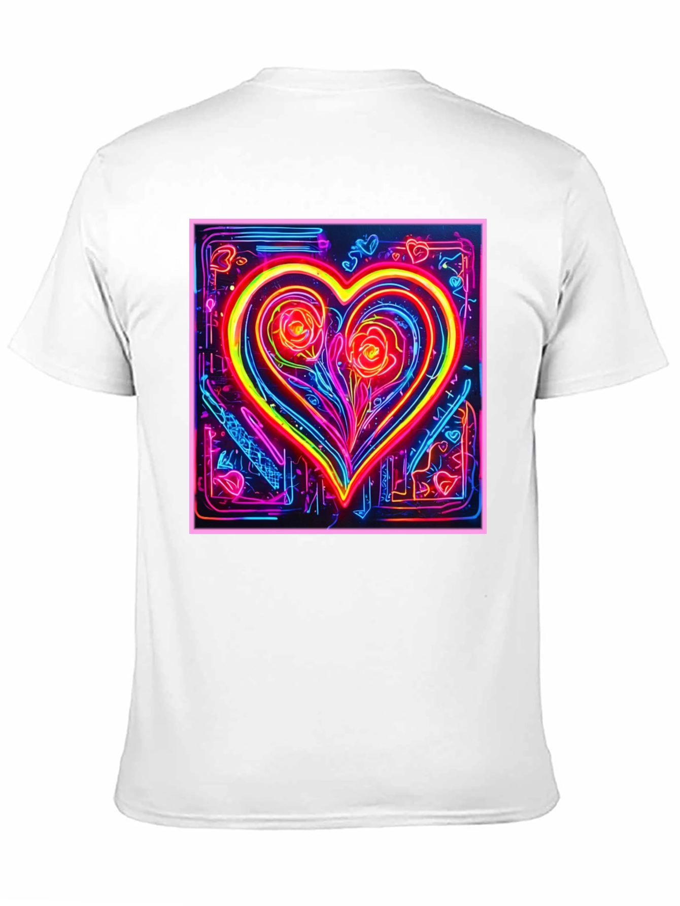Neon Heart Rose Graphic T-Shirt