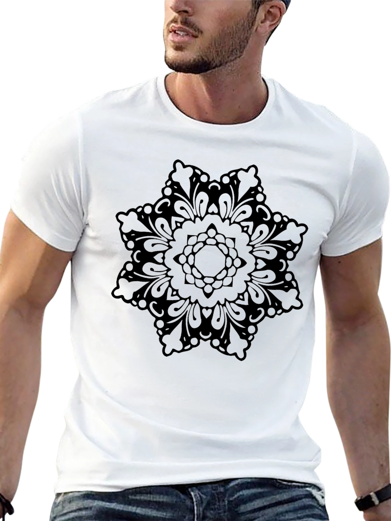 Mandala Graphic Print Black T-Shirt