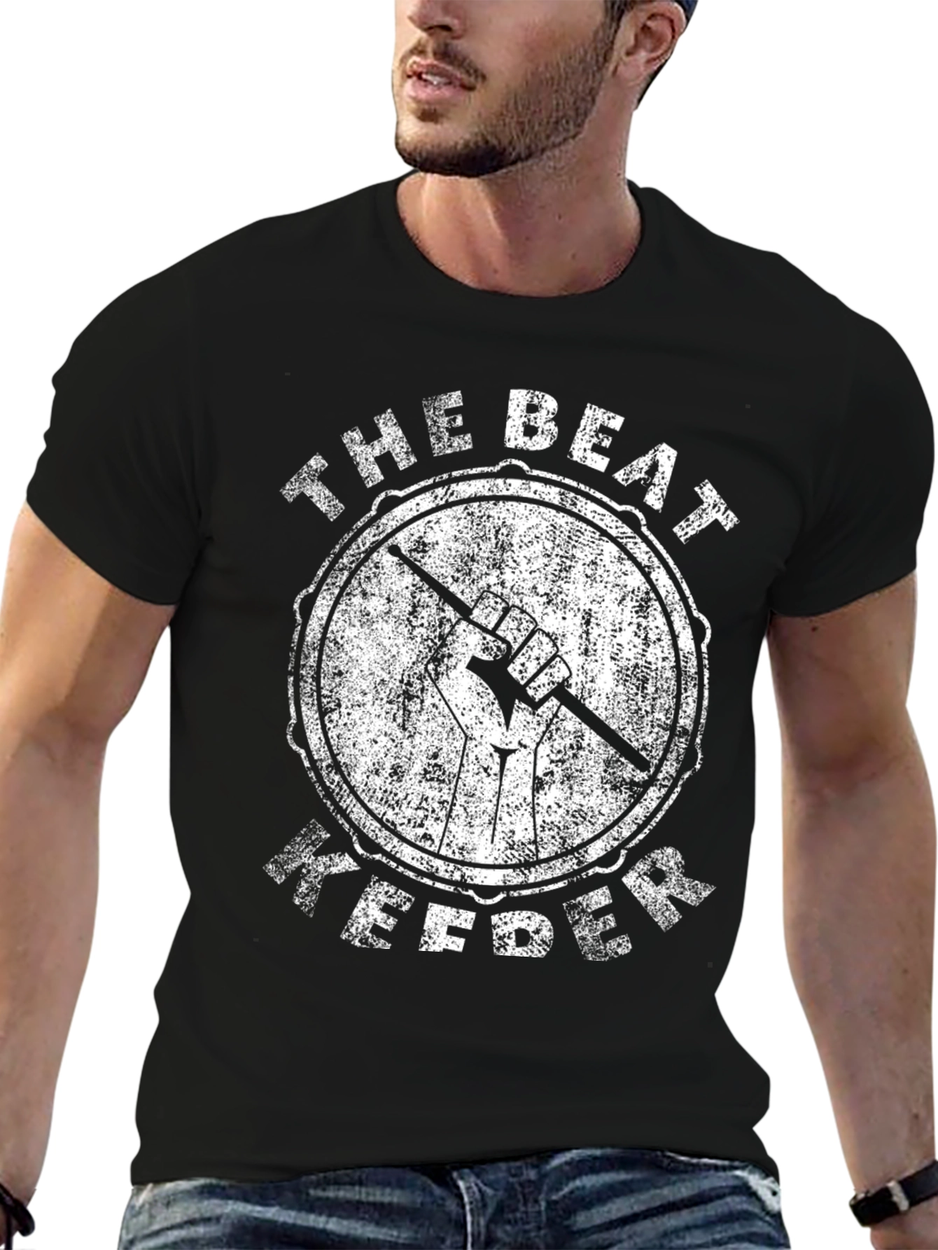 The Beat Keeper Black Drummer T-Shirt