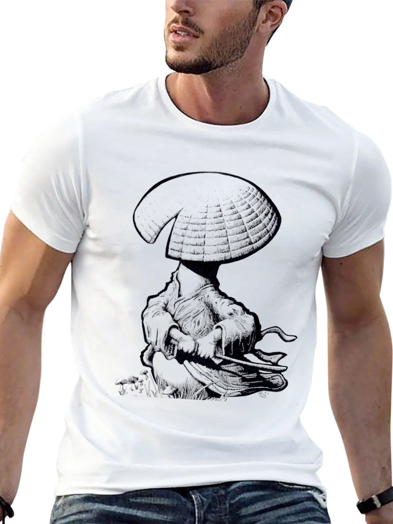 Black T-Shirt with Samurai Graphic