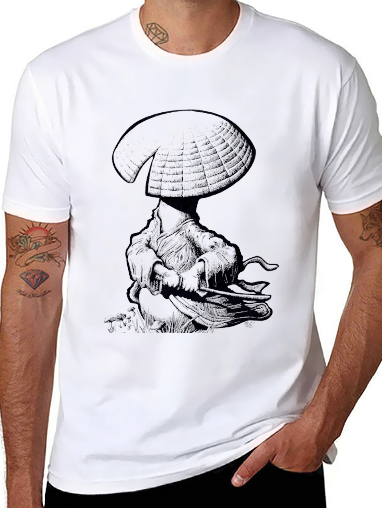 Black T-Shirt with Samurai Graphic