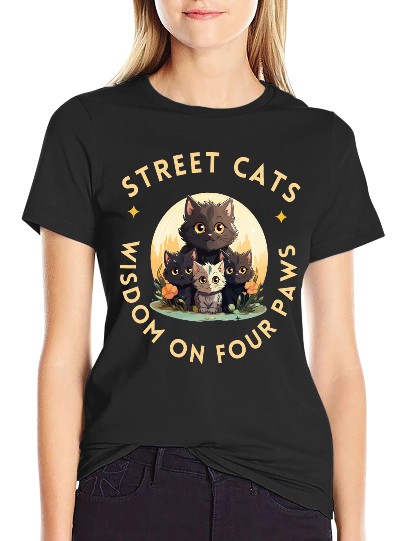 Street Cats Wisdom Graphic T-Shirt