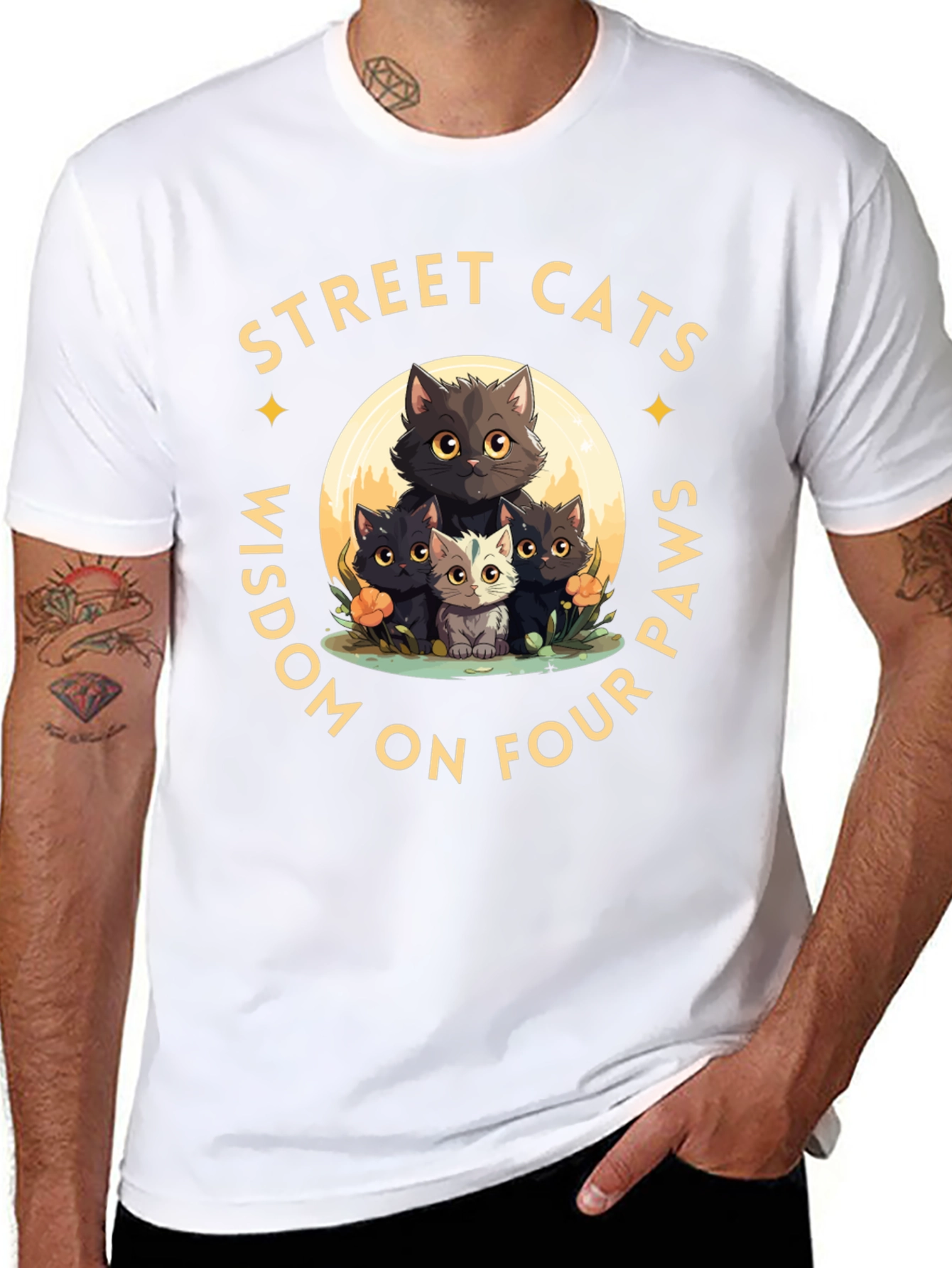 Street Cats Wisdom Graphic T-Shirt