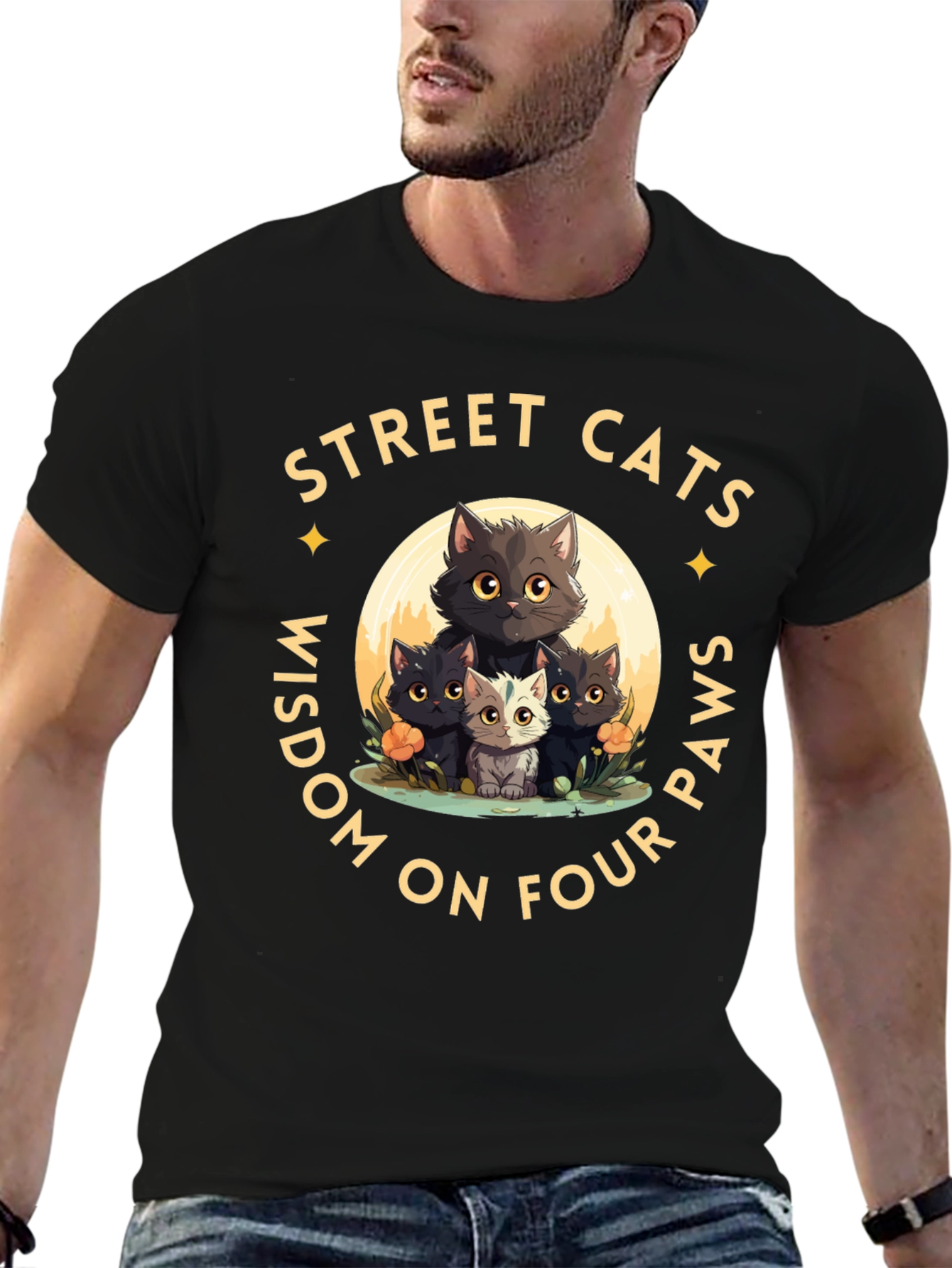 Street Cats Wisdom Graphic T-Shirt
