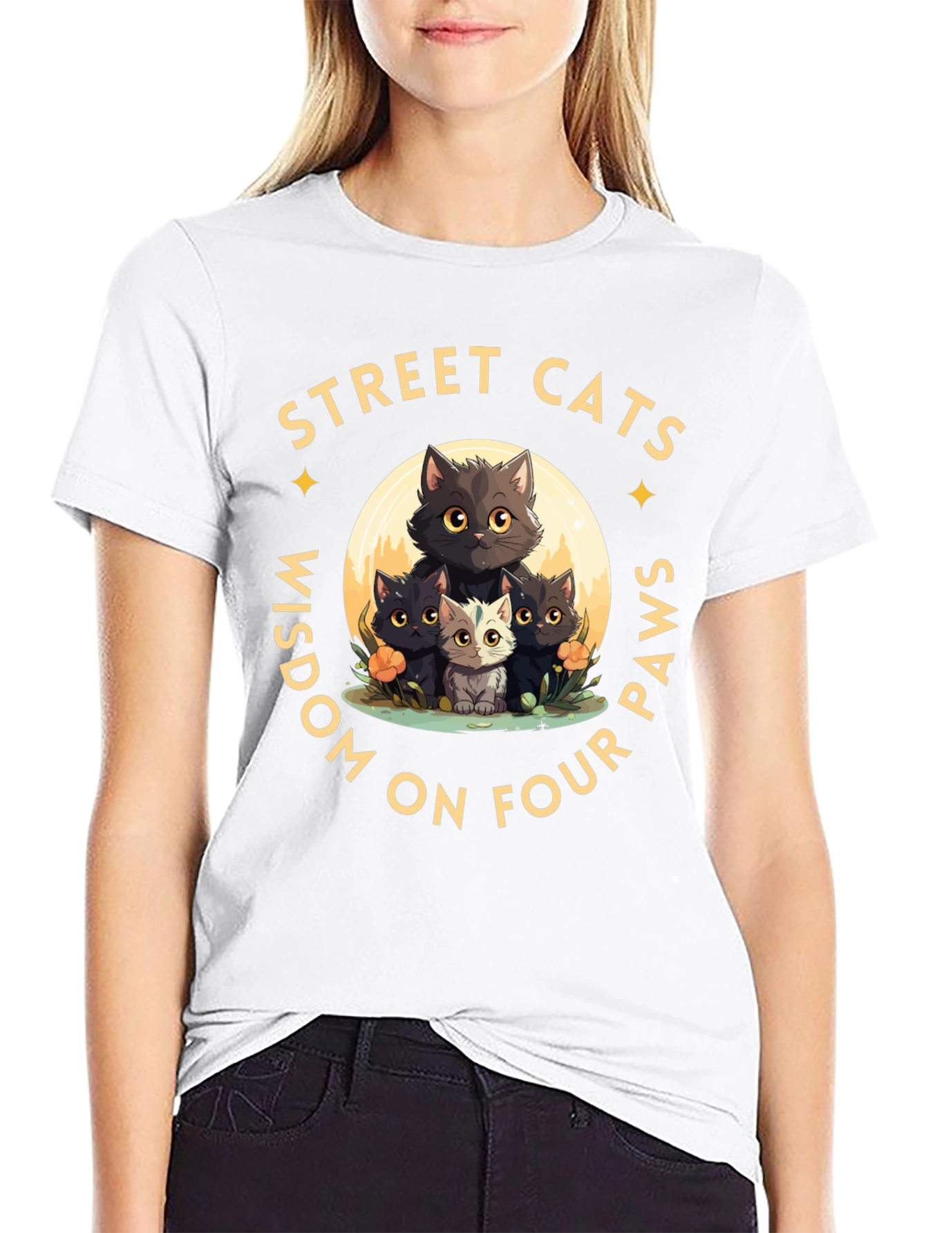 Street Cats Wisdom Graphic T-Shirt