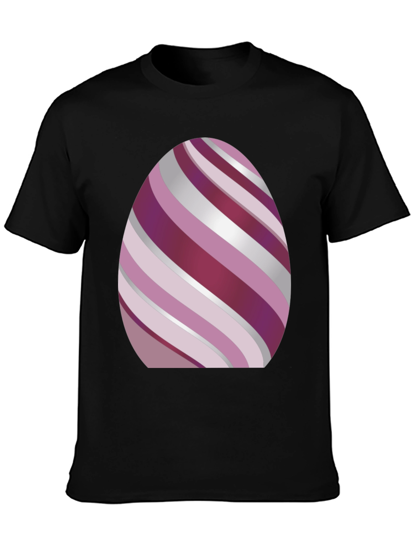Striped Easter Egg Graphic Tee - Black
